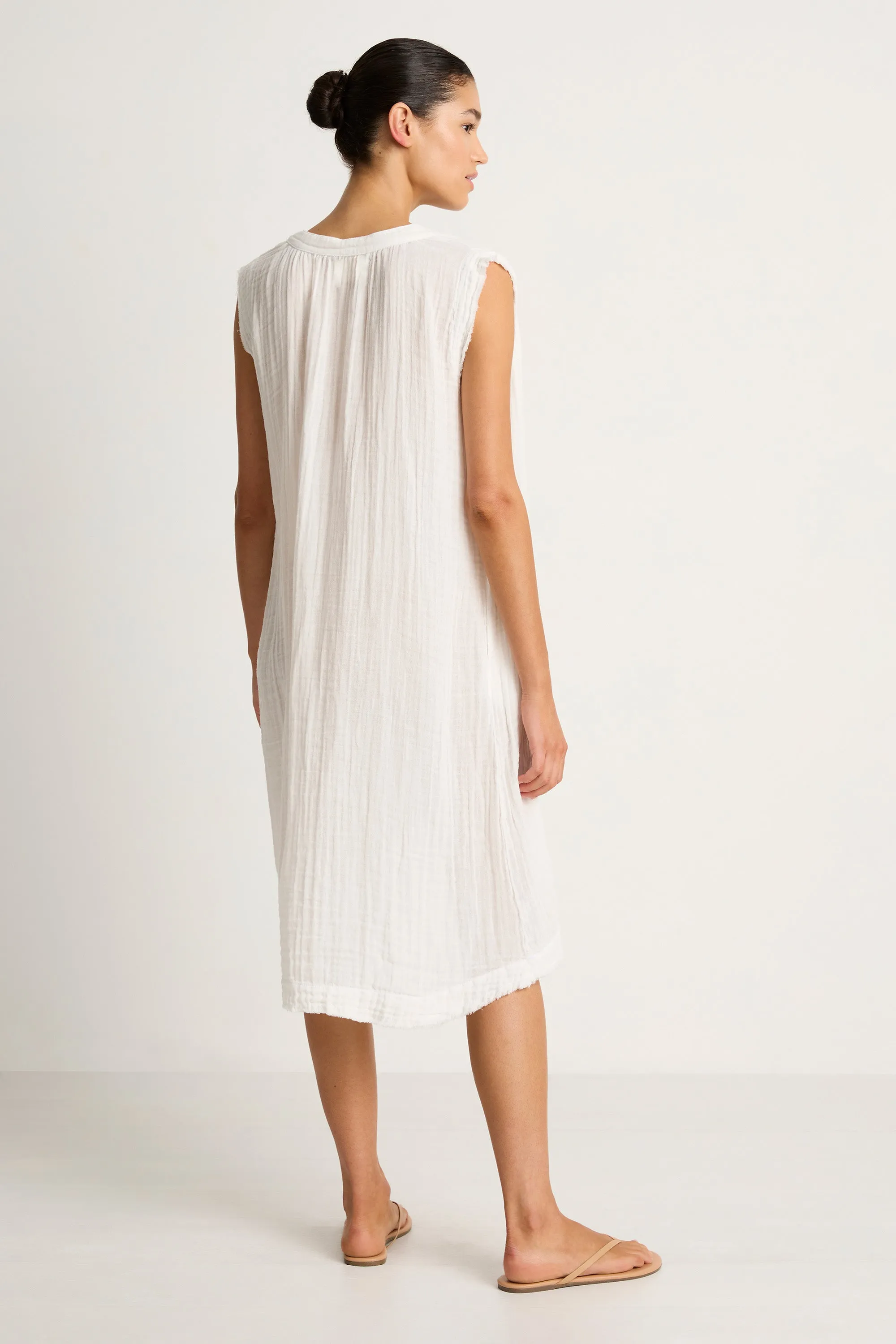 9SEED Fez Midi Dress - White - FINAL SALE