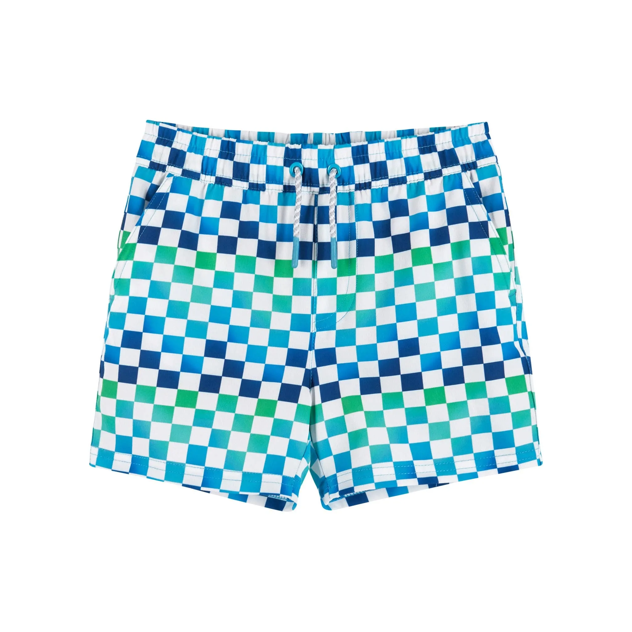 Andy & Evan - Stretch Lined Boardshort - Blue/Green Checkered
