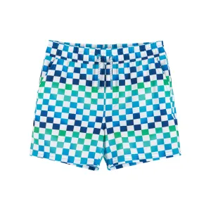 Andy & Evan - Stretch Lined Boardshort - Blue/Green Checkered
