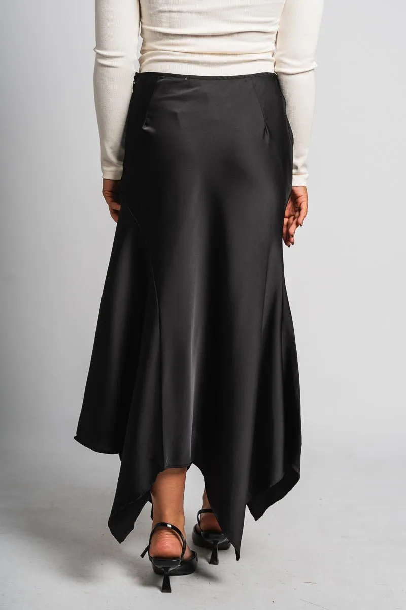 Asymmetrical midi skirt black