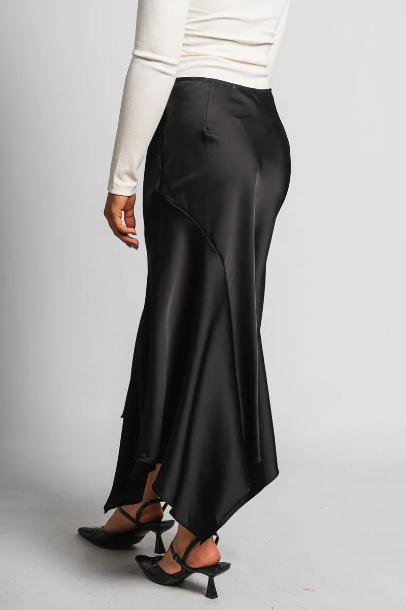 Asymmetrical midi skirt black