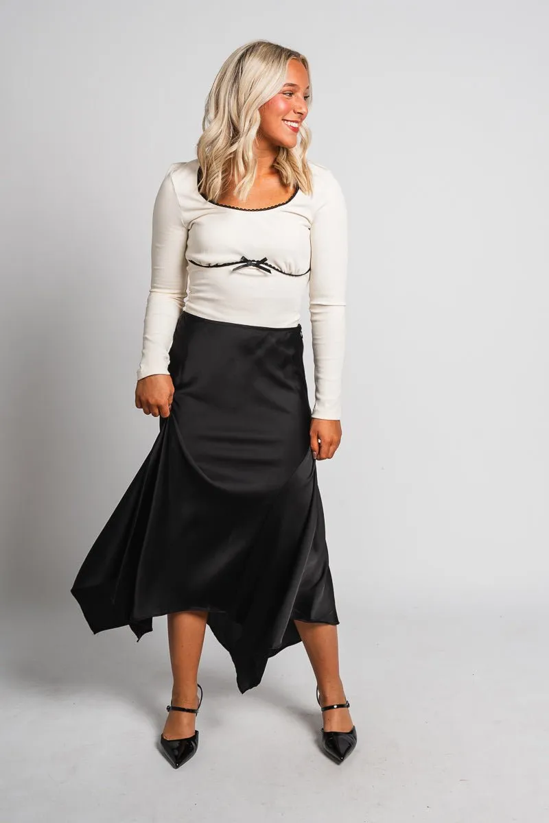 Asymmetrical midi skirt black