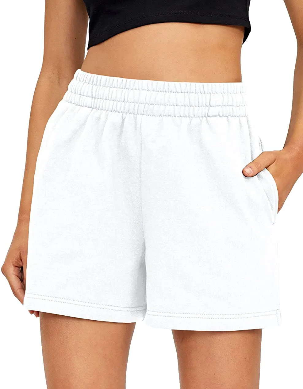 AUTOMET Womens Shorts Casual Summer Drawstring Comfy Sweat Shorts Elastic High Waist Running Shorts Yoga Shorts