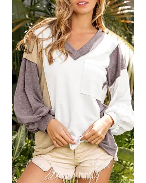 Azura Exchange Colorblock Patchwork Knit Top - XL
