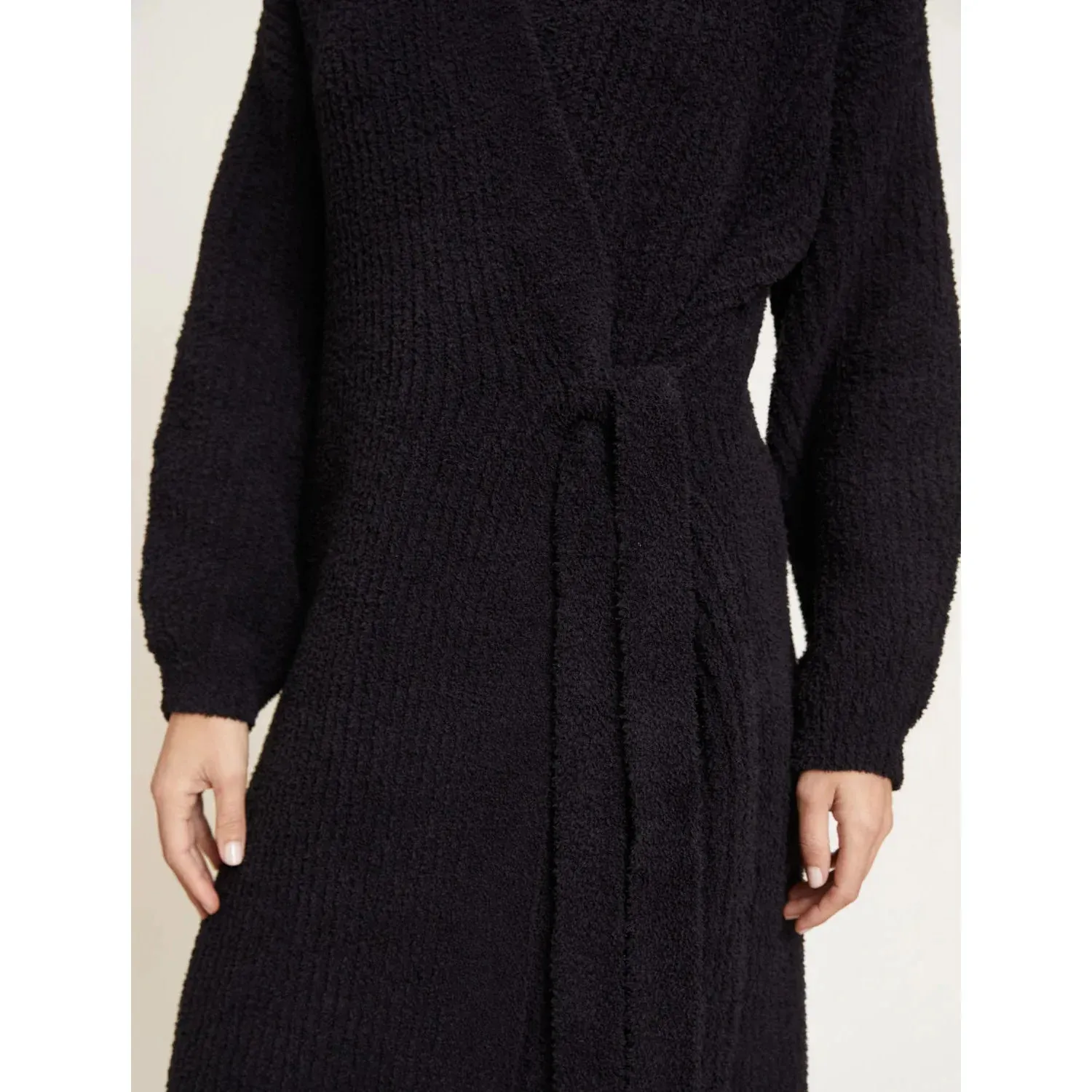 Barefoot Dreams Cozy Chic Side Tie Robe in Black