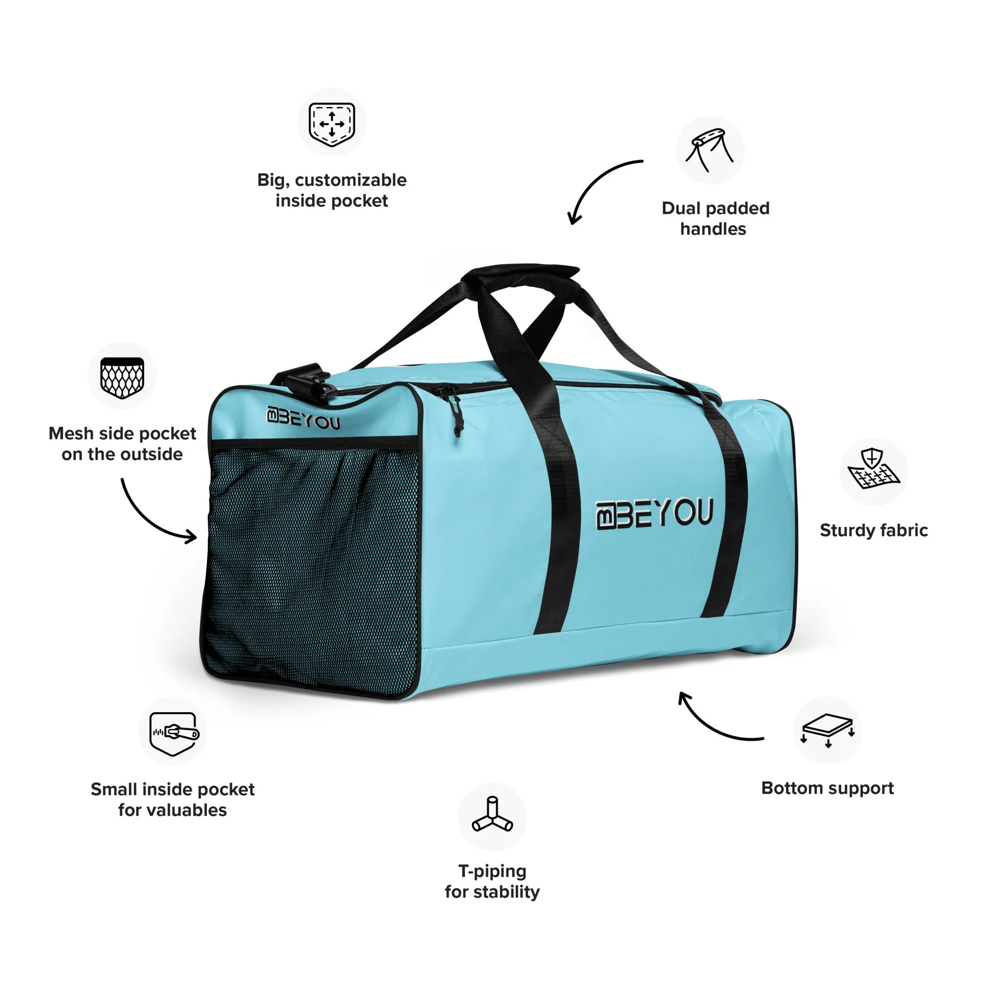 Be-Simple Large Travel Sky Blue Unisex Duffle Bag