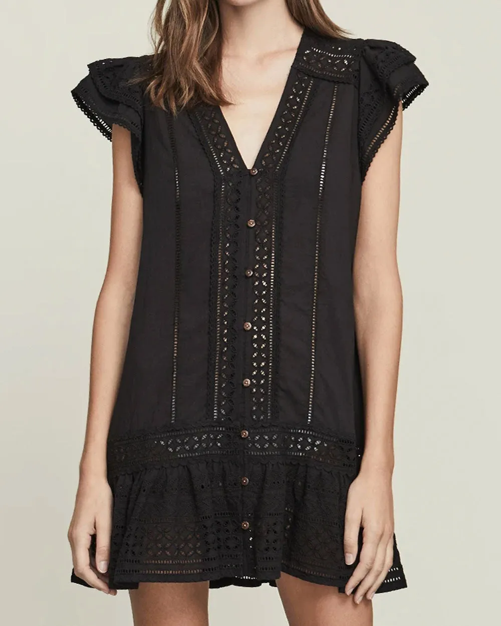 Black V Neck Lorraine Mini Dress