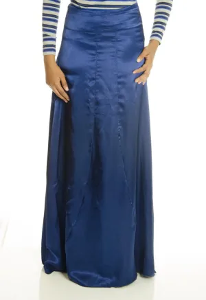 Blue Satin Silk Skirt