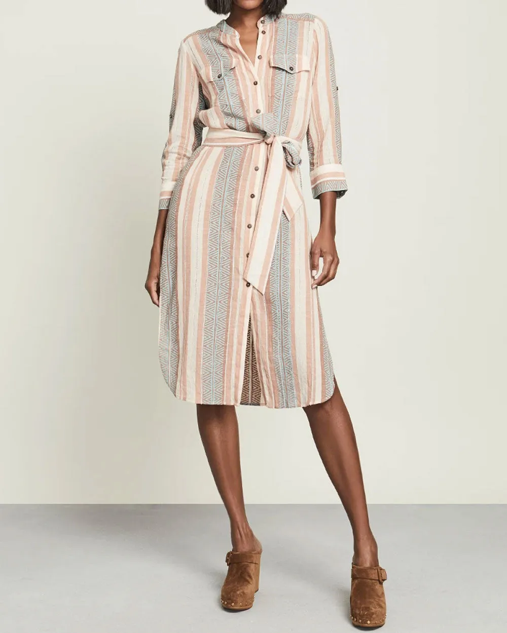 Blush Stripe Makua Button Down Midi Dress
