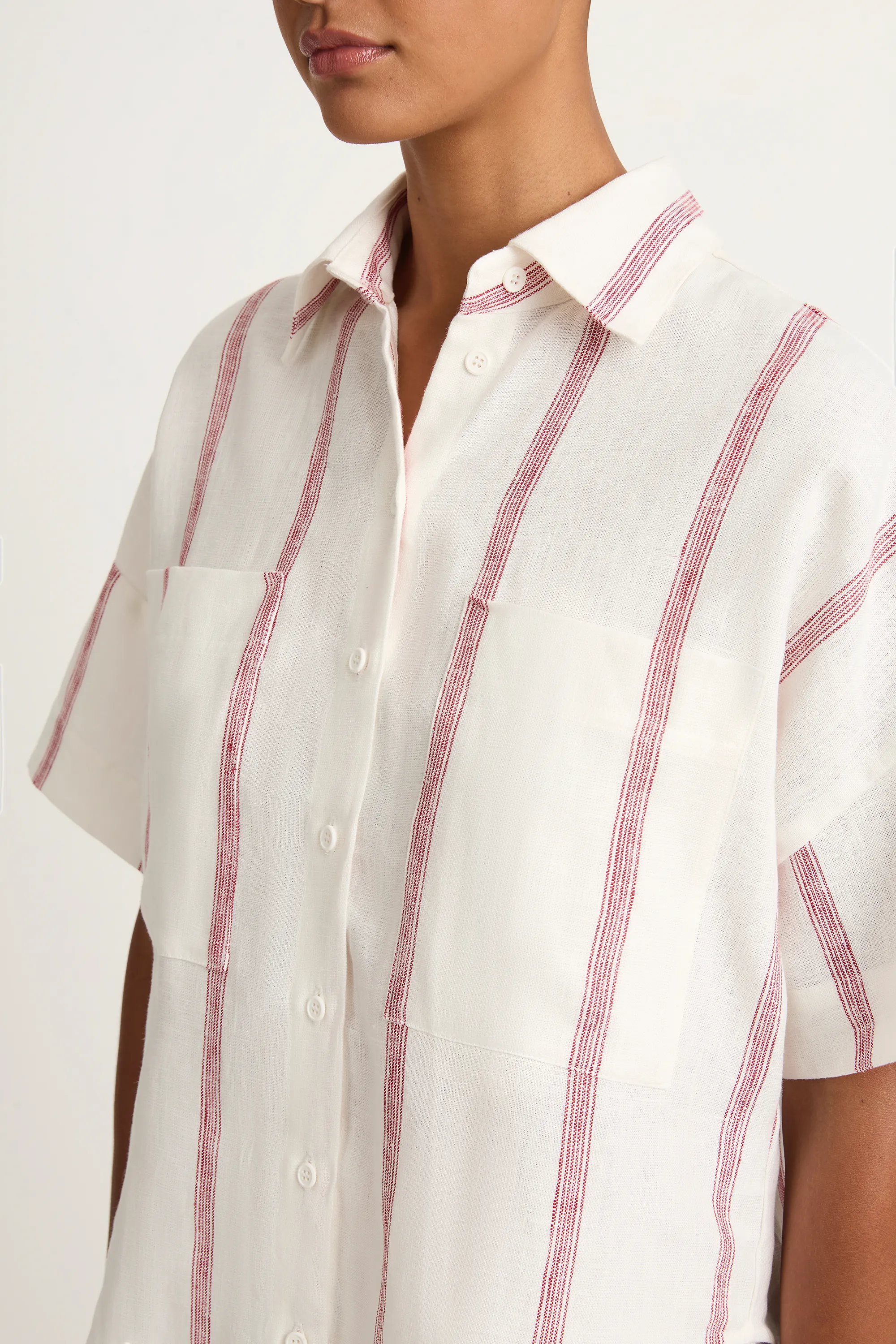 BONDI BORN Kiama Short Sleeve Shirt - Red Stripe