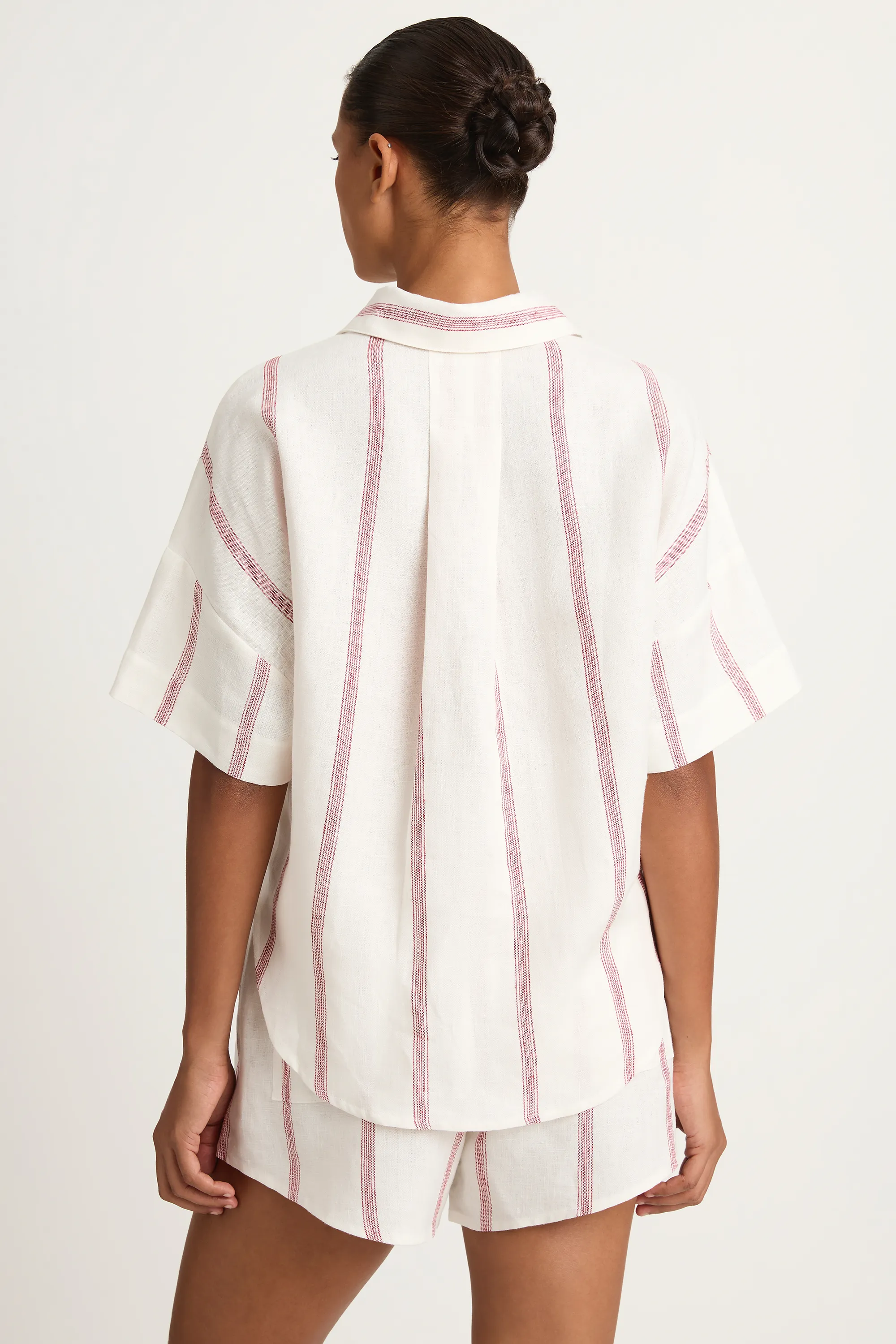 BONDI BORN Kiama Short Sleeve Shirt - Red Stripe