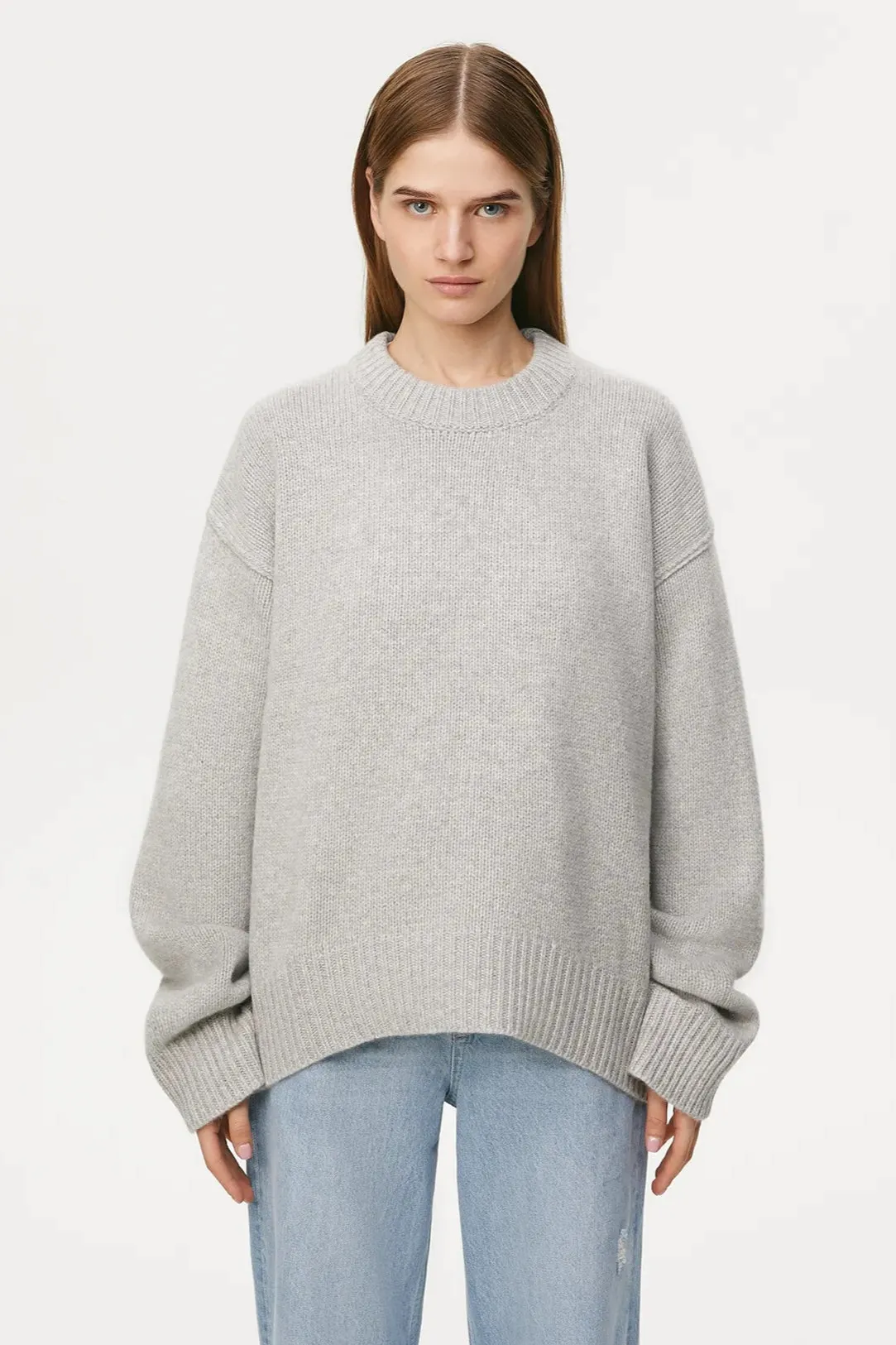 Casual Oversized Cream Pullover