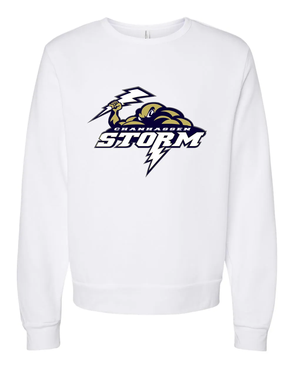 Chanhassen Storm Logo Ultra Soft Crewneck, White