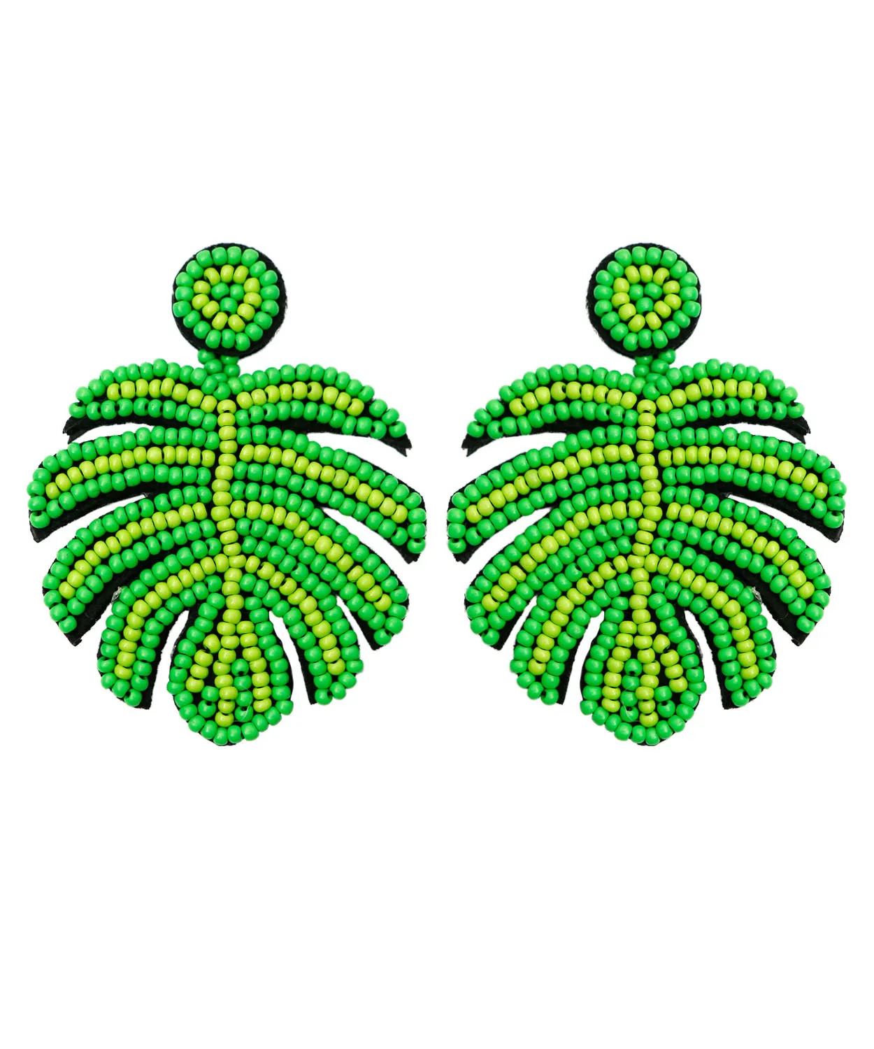 Chic Green Handmade Beading Knit Fabric Tortoid Drop Earrings