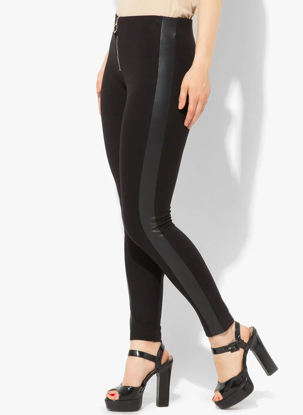 Claire High Waisted Pu Contrast Jegging