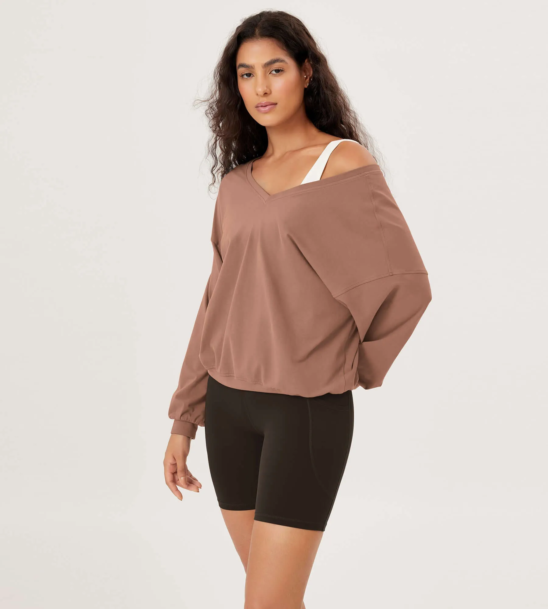 Cotton Soft Double V Long Sleeve Fall Sweatshirts