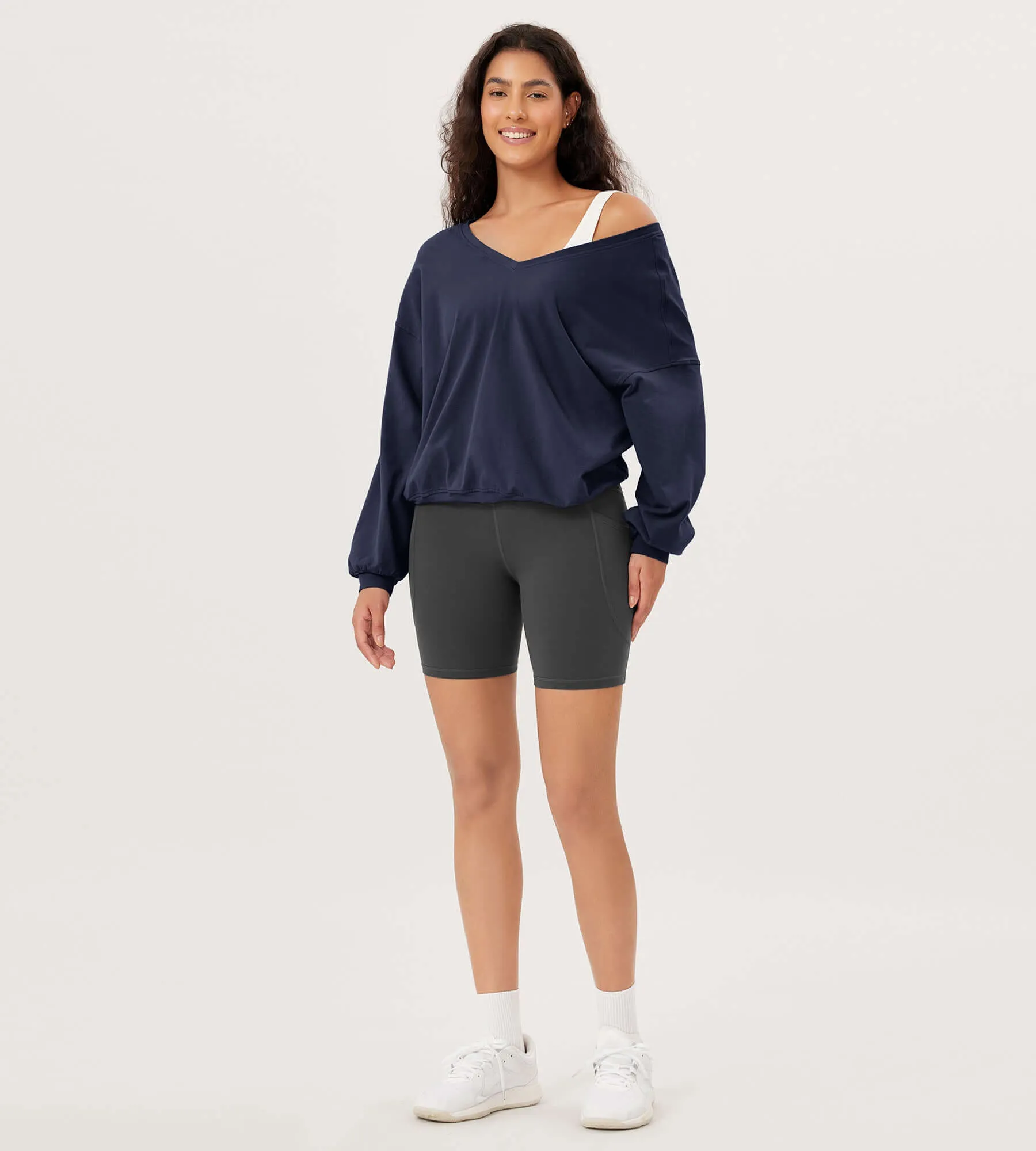 Cotton Soft Double V Long Sleeve Fall Sweatshirts