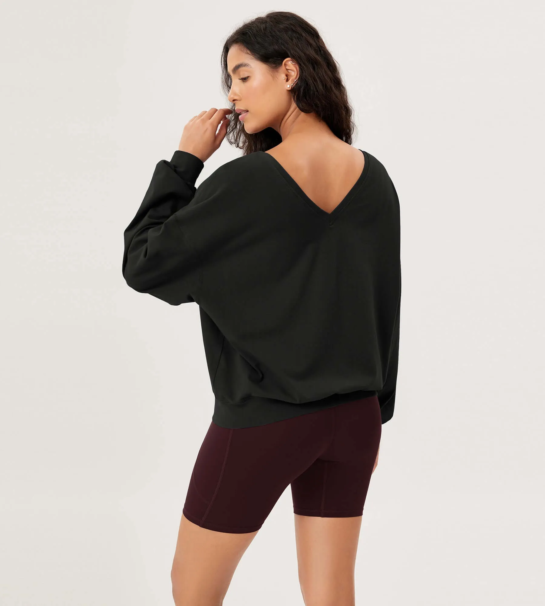 Cotton Soft Double V Long Sleeve Fall Sweatshirts