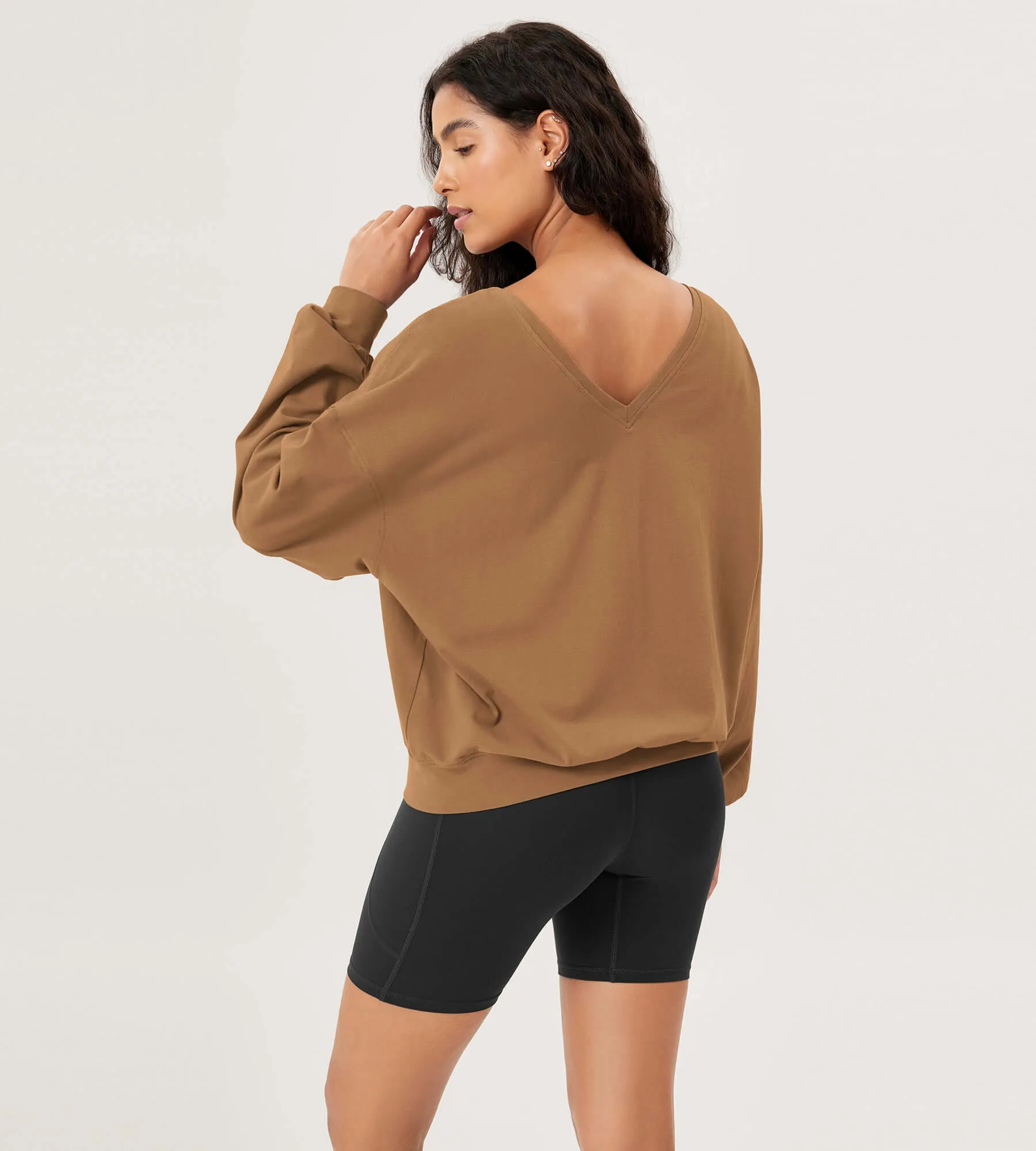 Cotton Soft Double V Long Sleeve Fall Sweatshirts