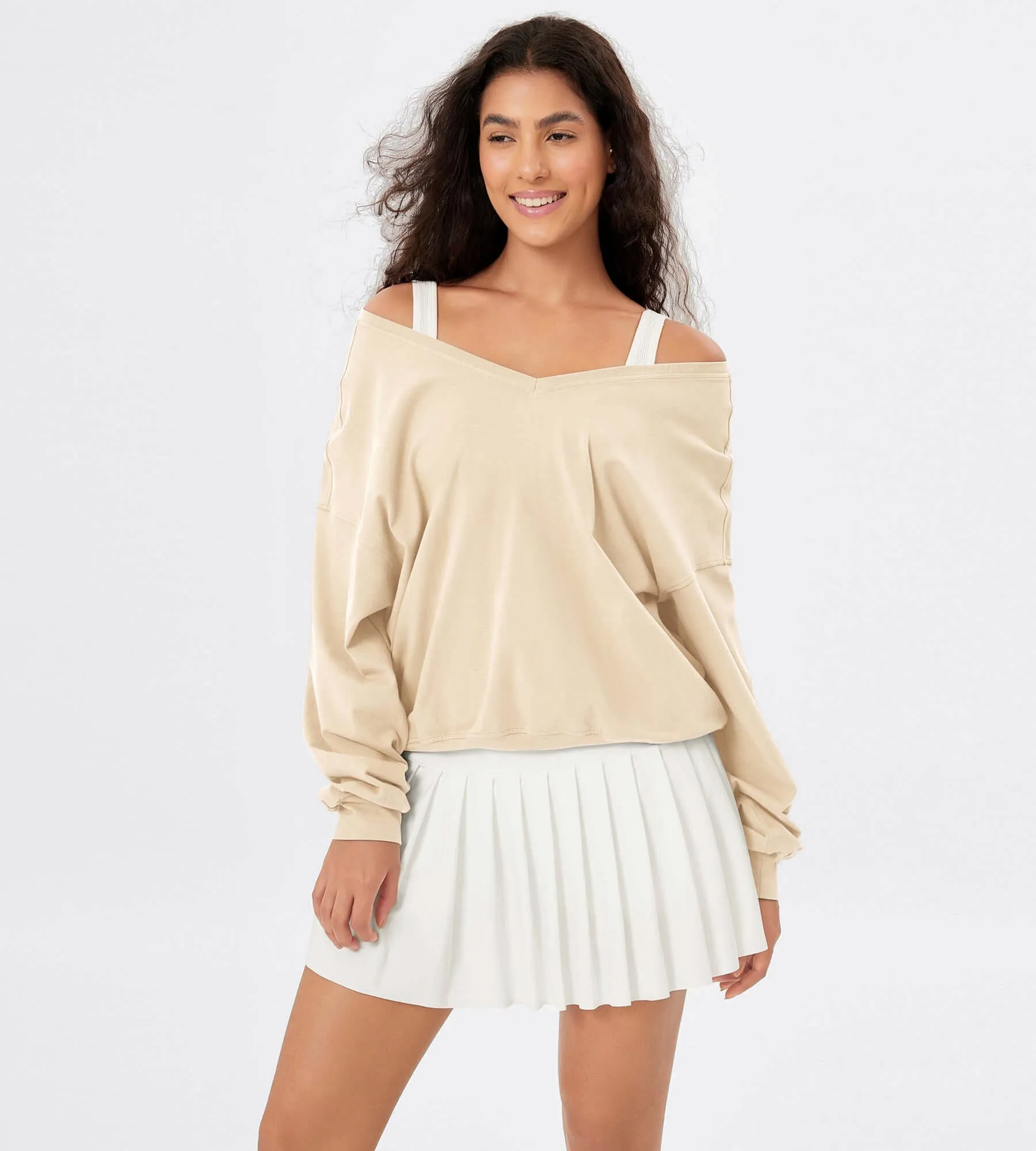 Cotton Soft Double V Long Sleeve Fall Sweatshirts