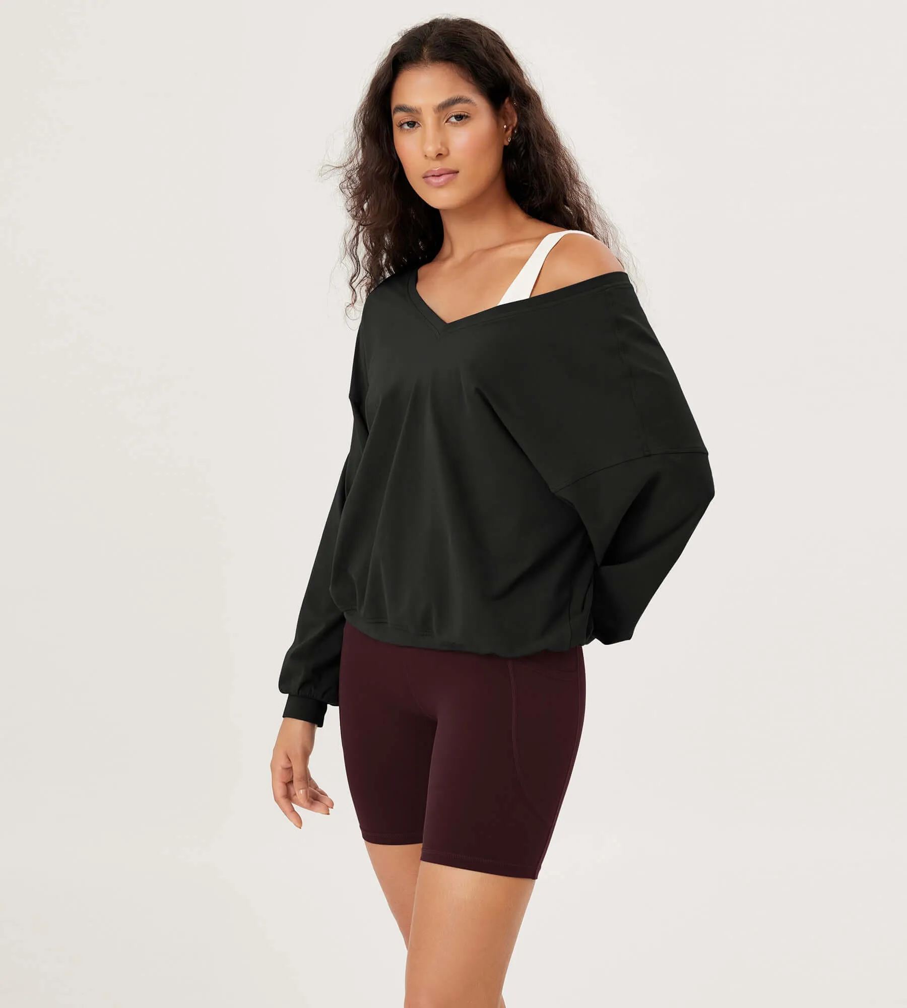 Cotton Soft Double V Long Sleeve Fall Sweatshirts