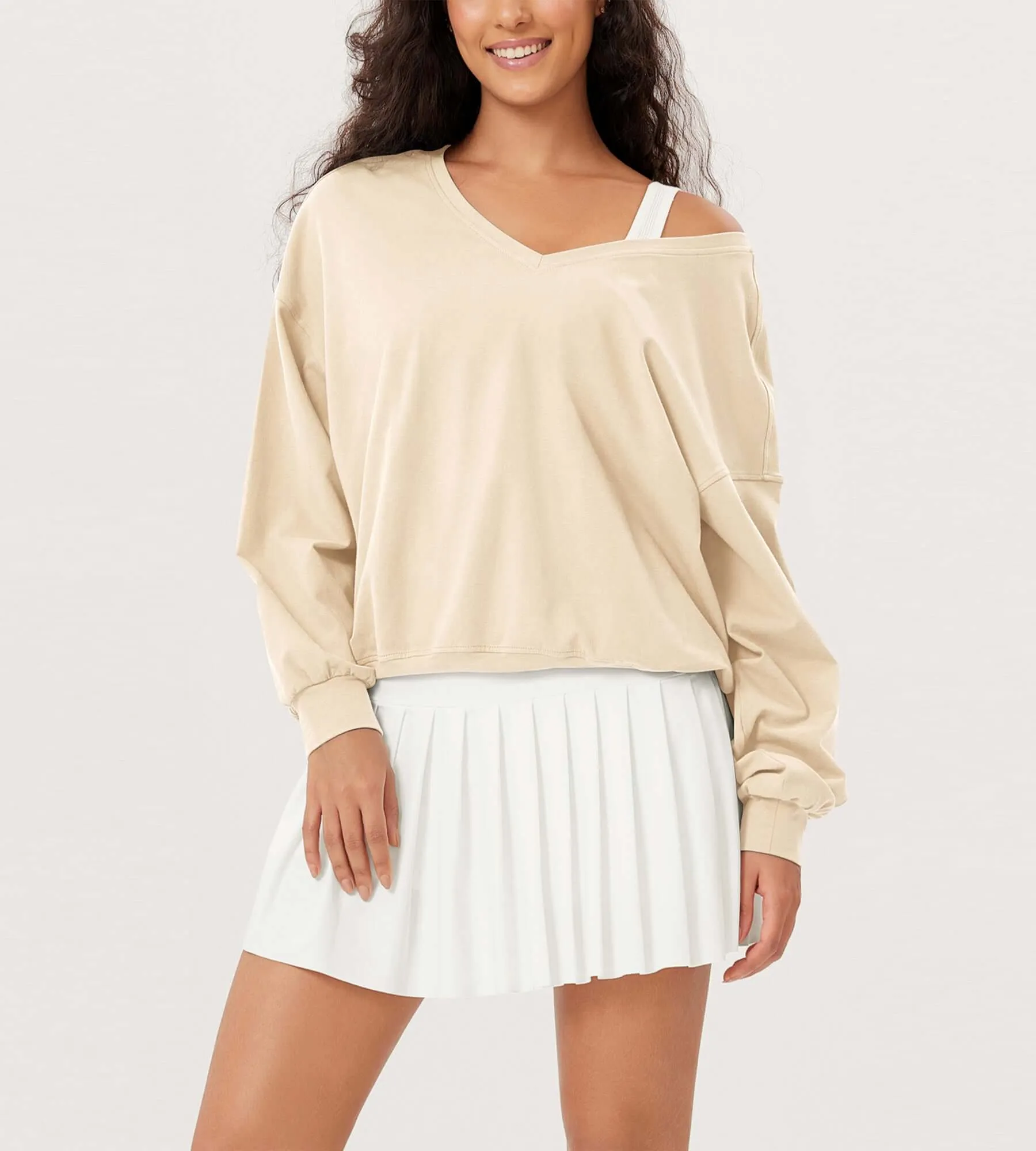 Cotton Soft Double V Long Sleeve Fall Sweatshirts