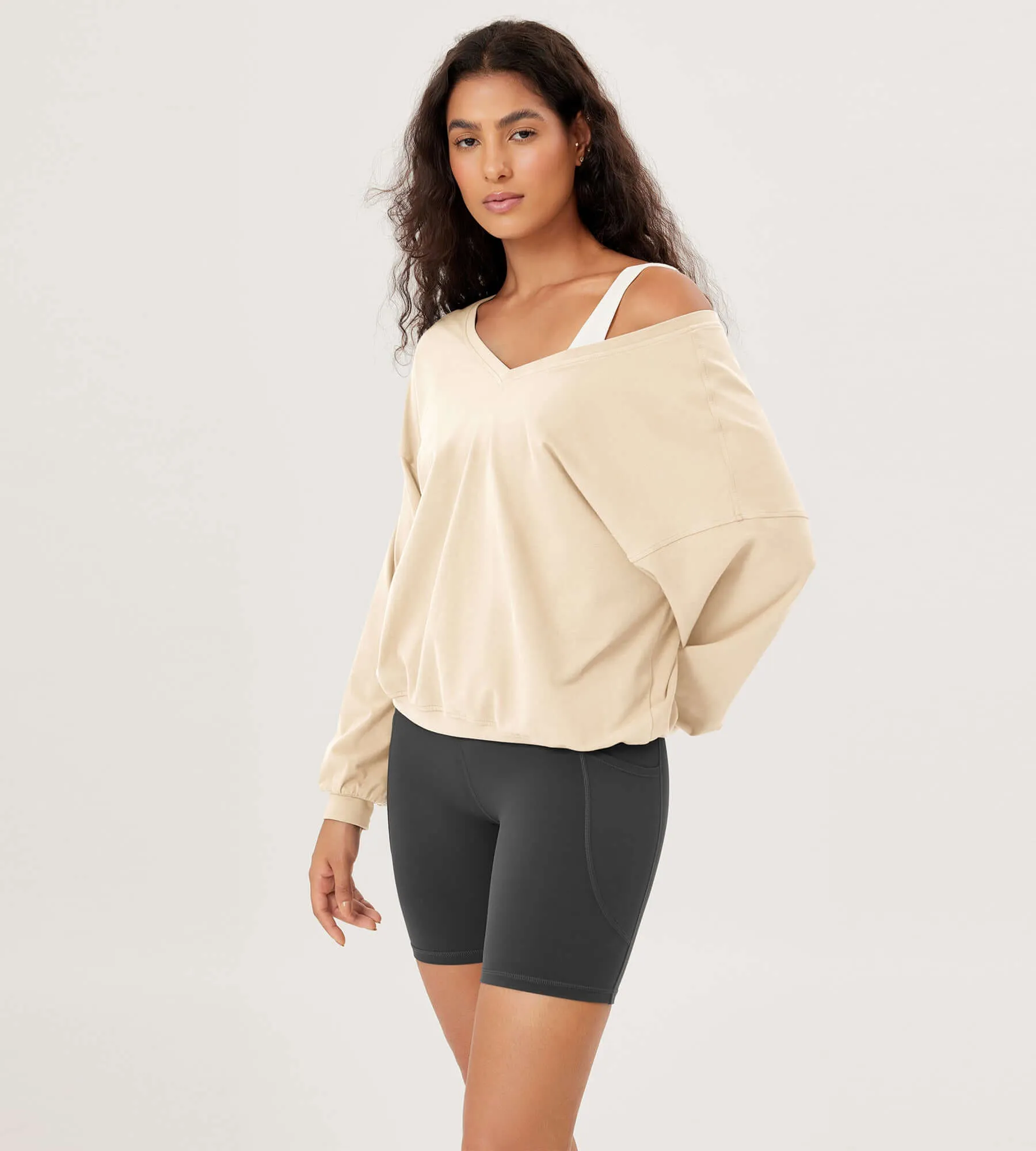Cotton Soft Double V Long Sleeve Fall Sweatshirts