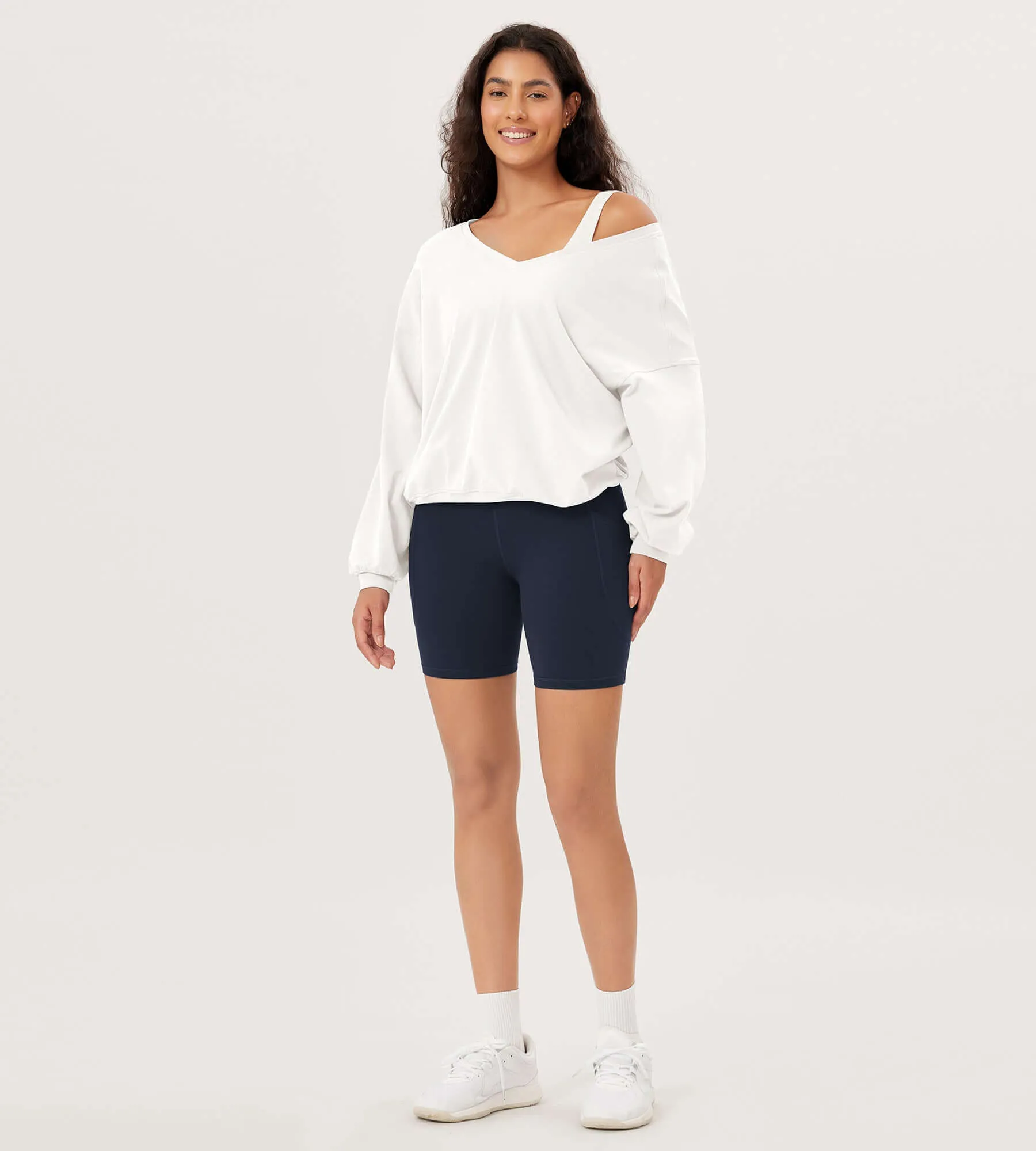 Cotton Soft Double V Long Sleeve Fall Sweatshirts