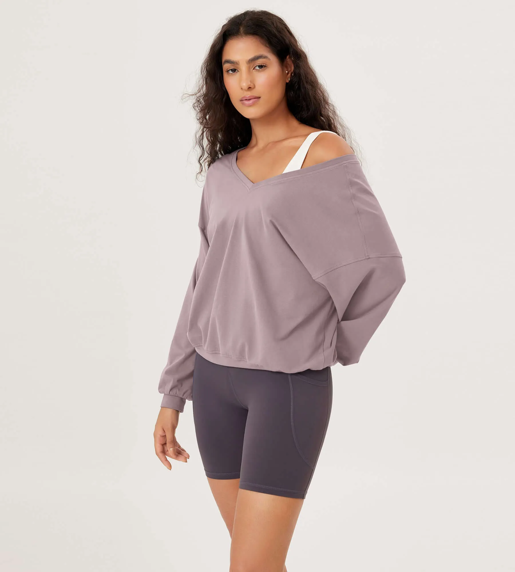 Cotton Soft Double V Long Sleeve Fall Sweatshirts