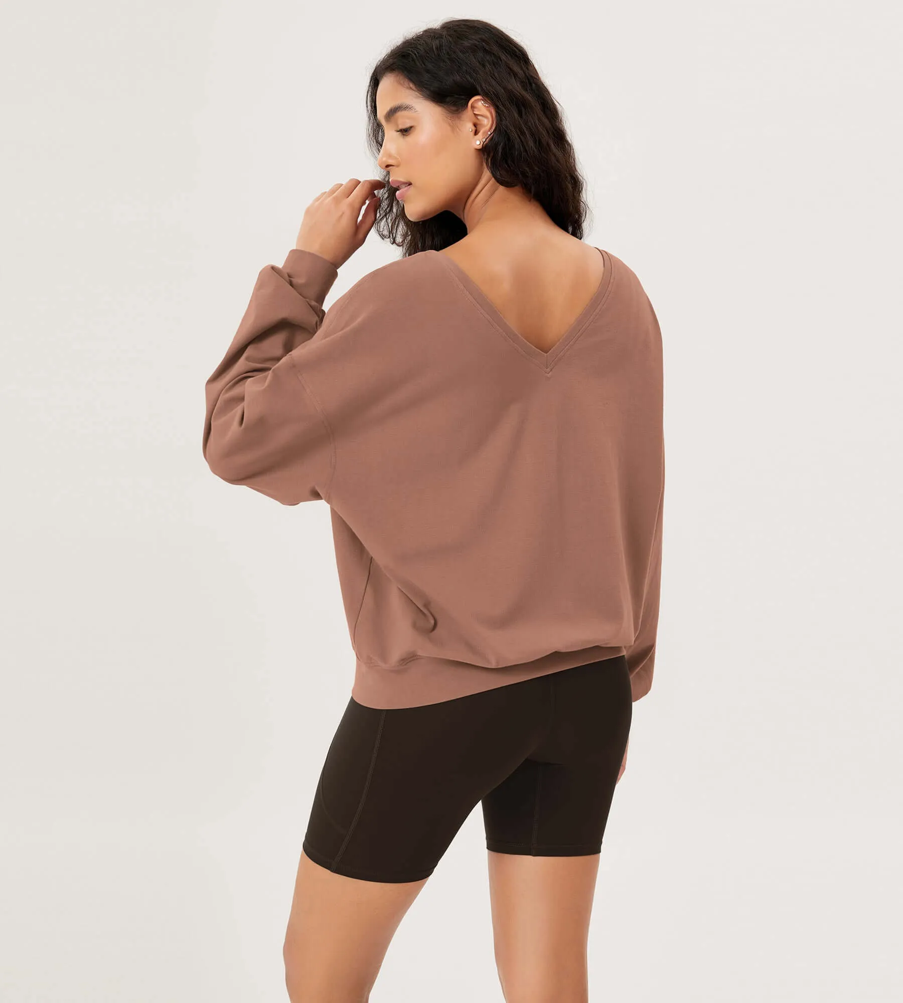 Cotton Soft Double V Long Sleeve Fall Sweatshirts