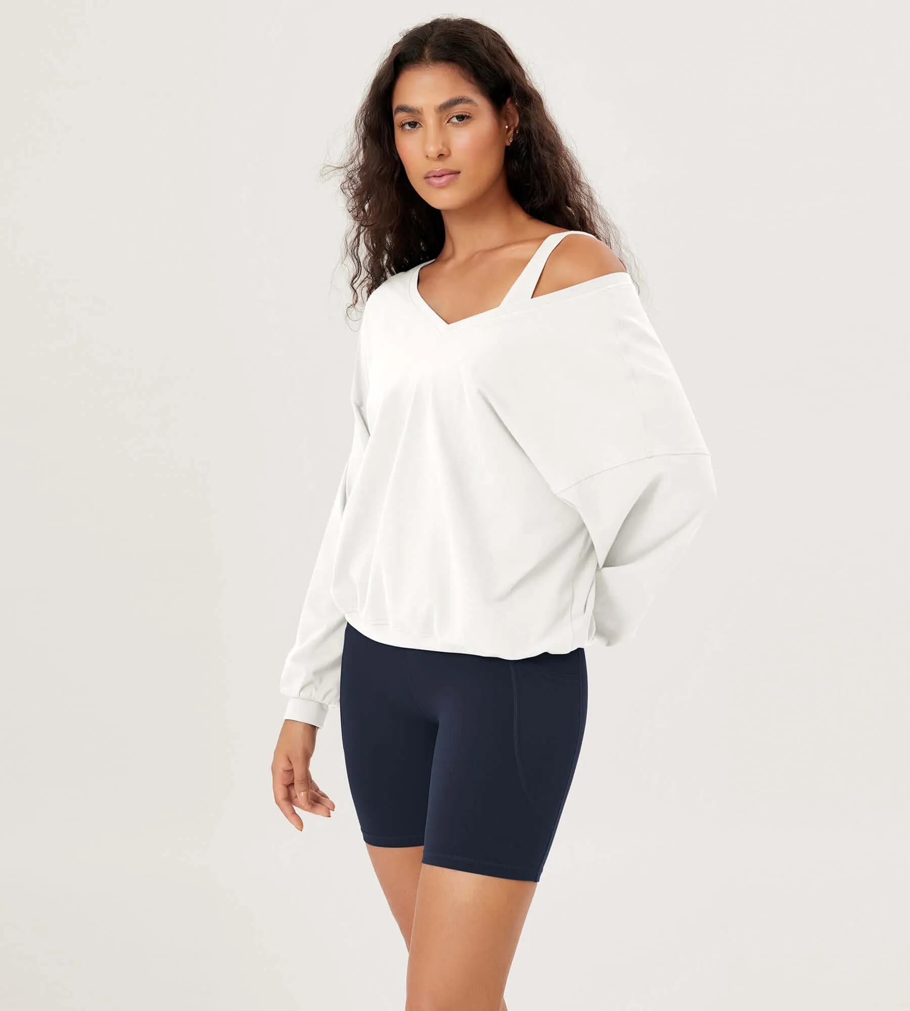 Cotton Soft Double V Long Sleeve Fall Sweatshirts