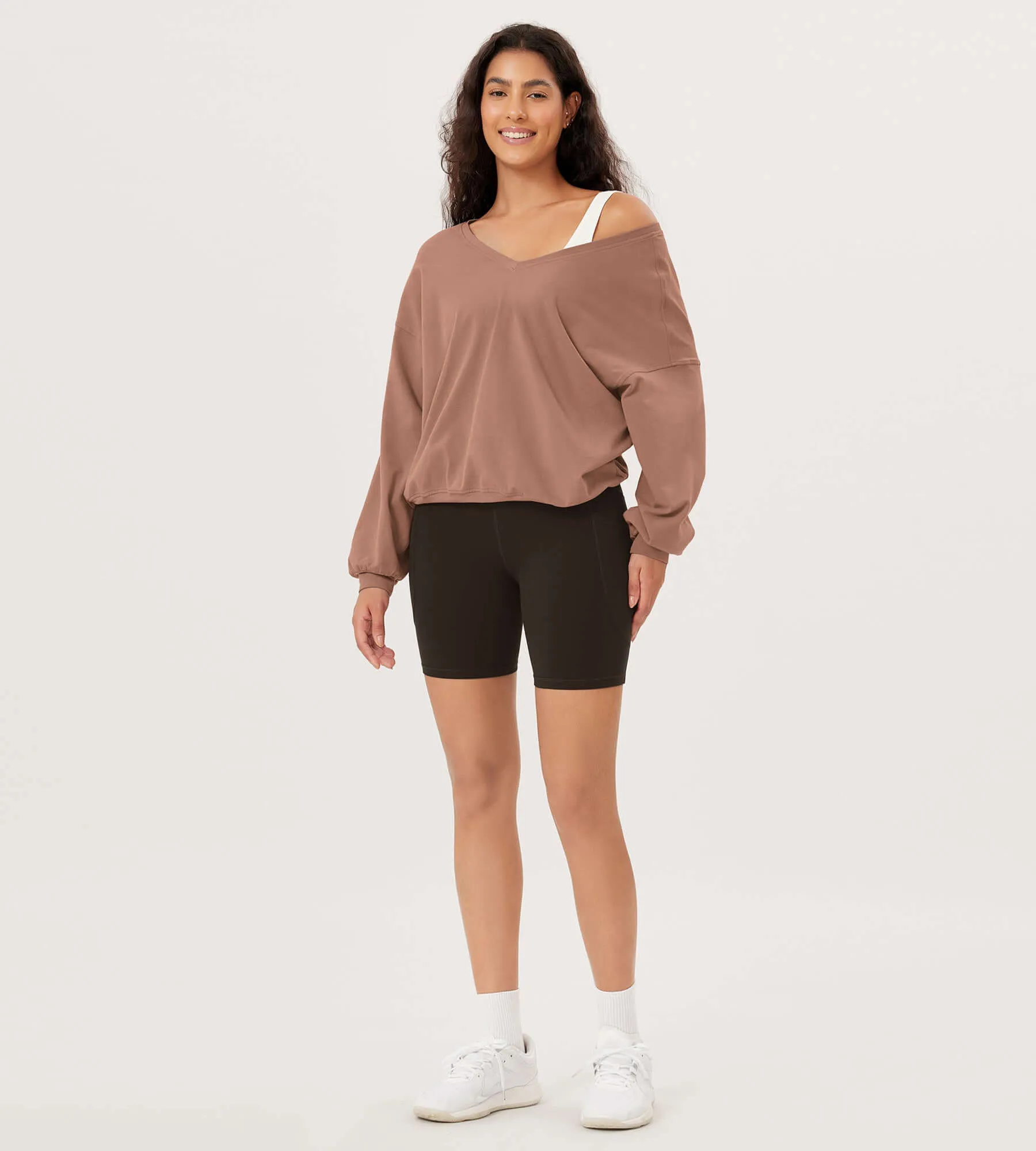 Cotton Soft Double V Long Sleeve Fall Sweatshirts