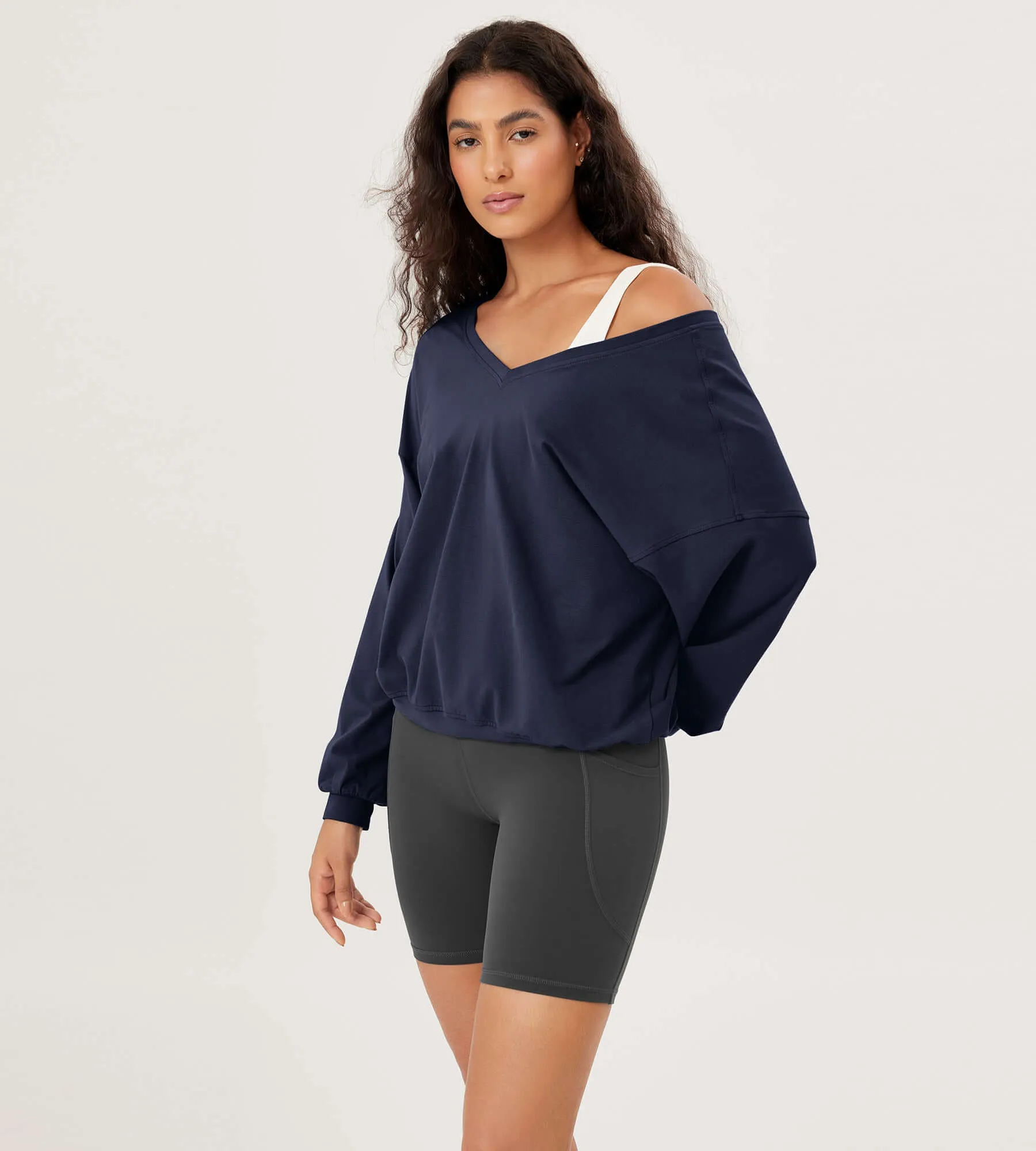 Cotton Soft Double V Long Sleeve Fall Sweatshirts
