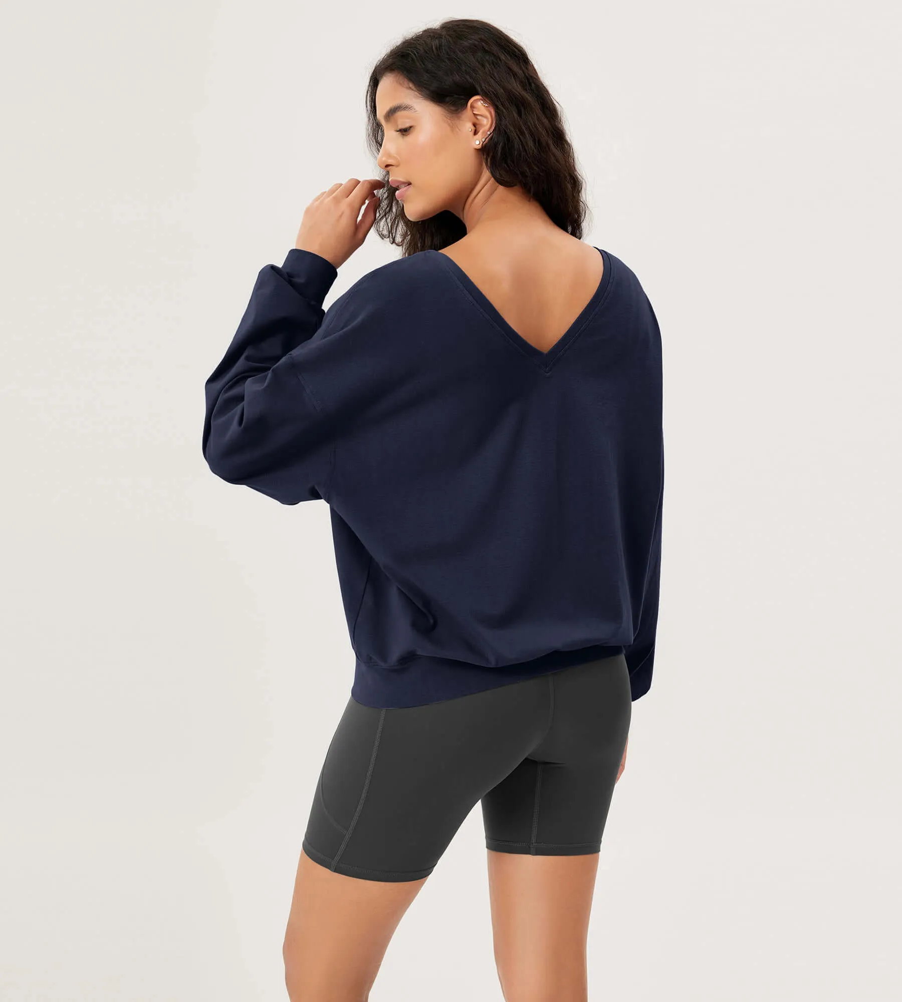 Cotton Soft Double V Long Sleeve Fall Sweatshirts