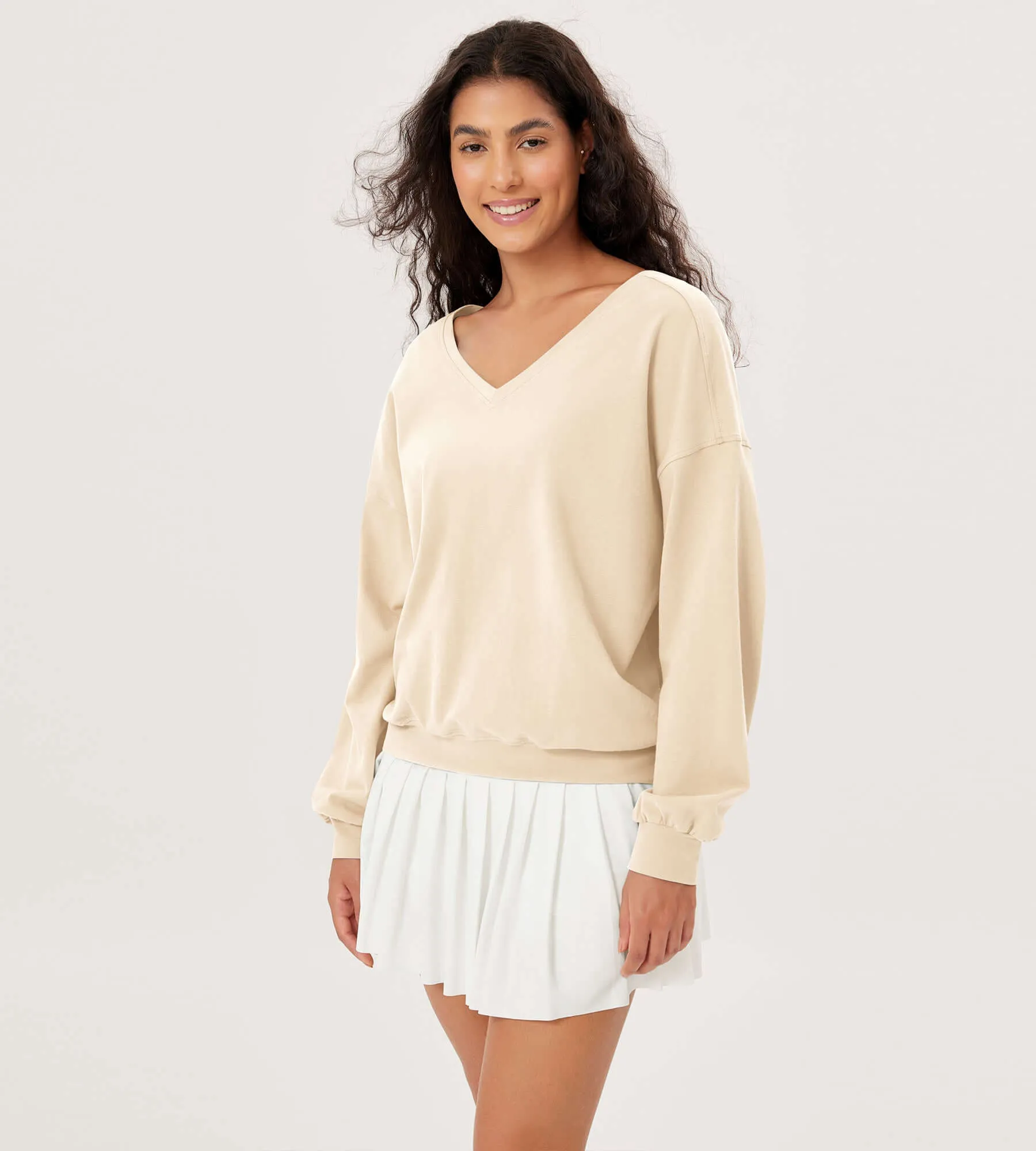 Cotton Soft Double V Long Sleeve Fall Sweatshirts