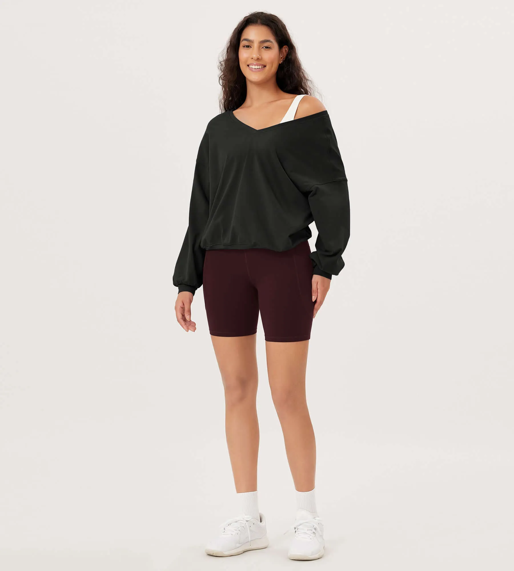 Cotton Soft Double V Long Sleeve Fall Sweatshirts