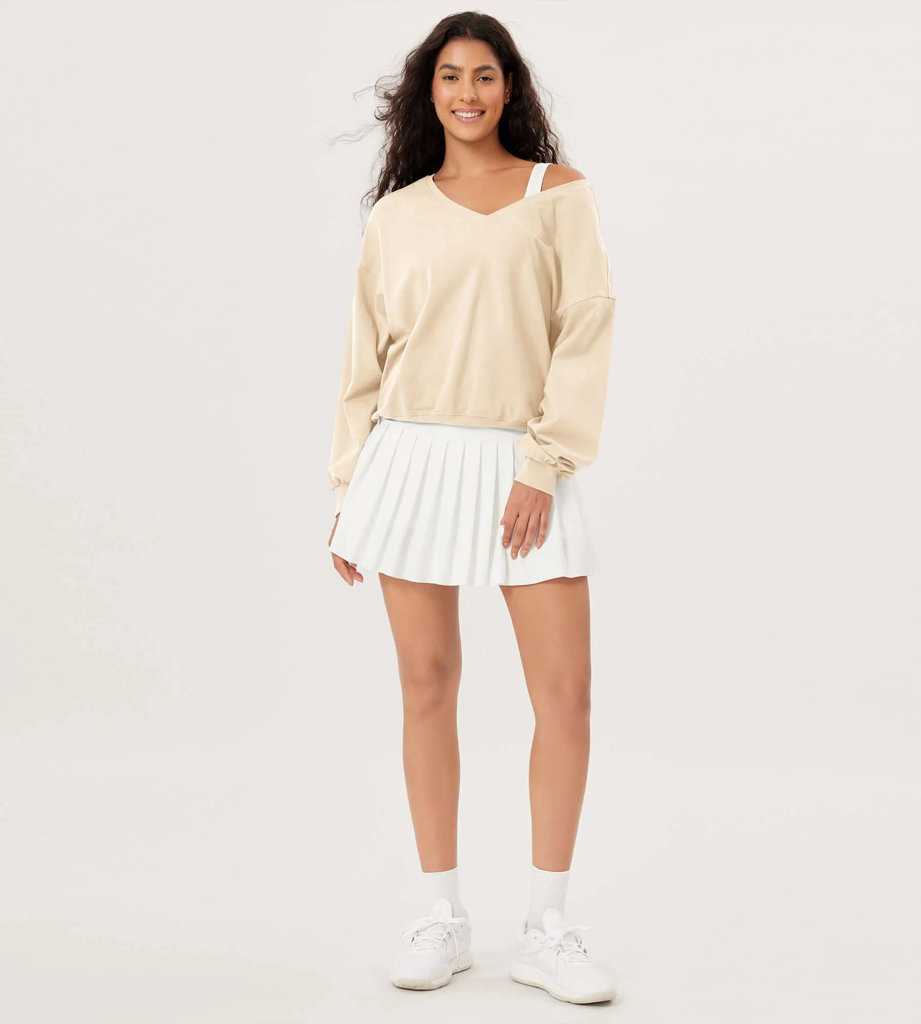 Cotton Soft Double V Long Sleeve Fall Sweatshirts
