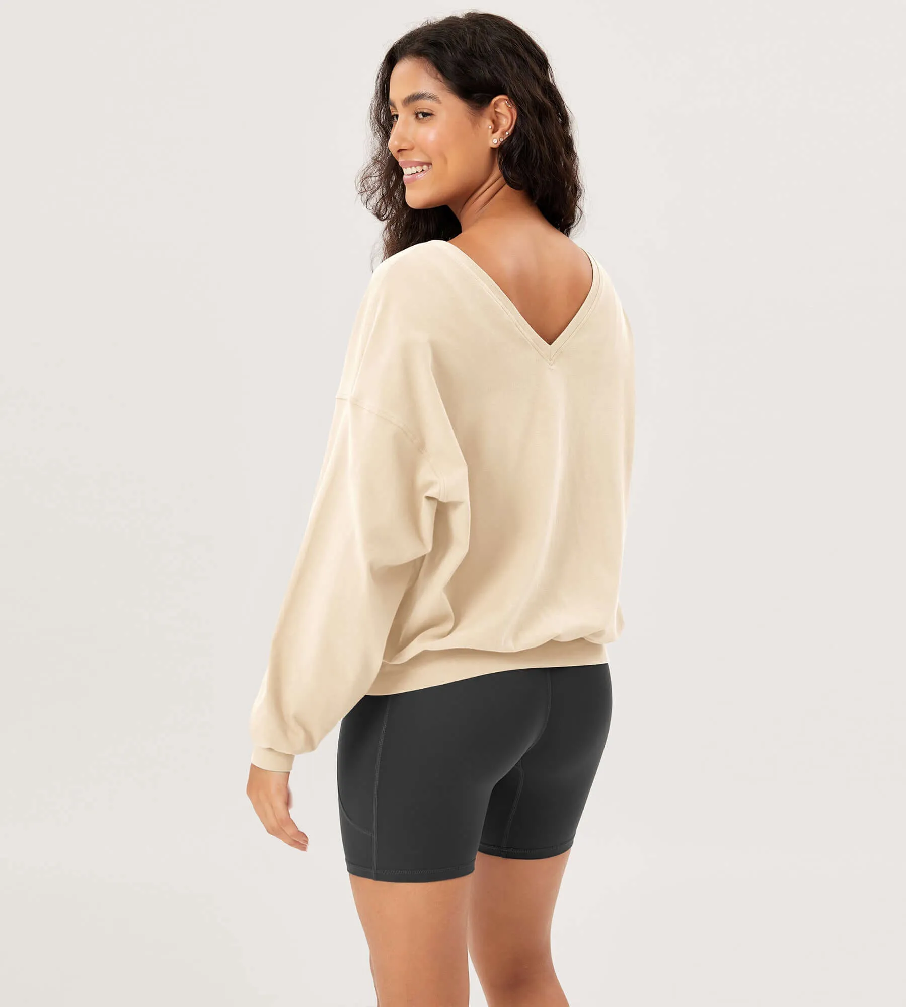 Cotton Soft Double V Long Sleeve Fall Sweatshirts