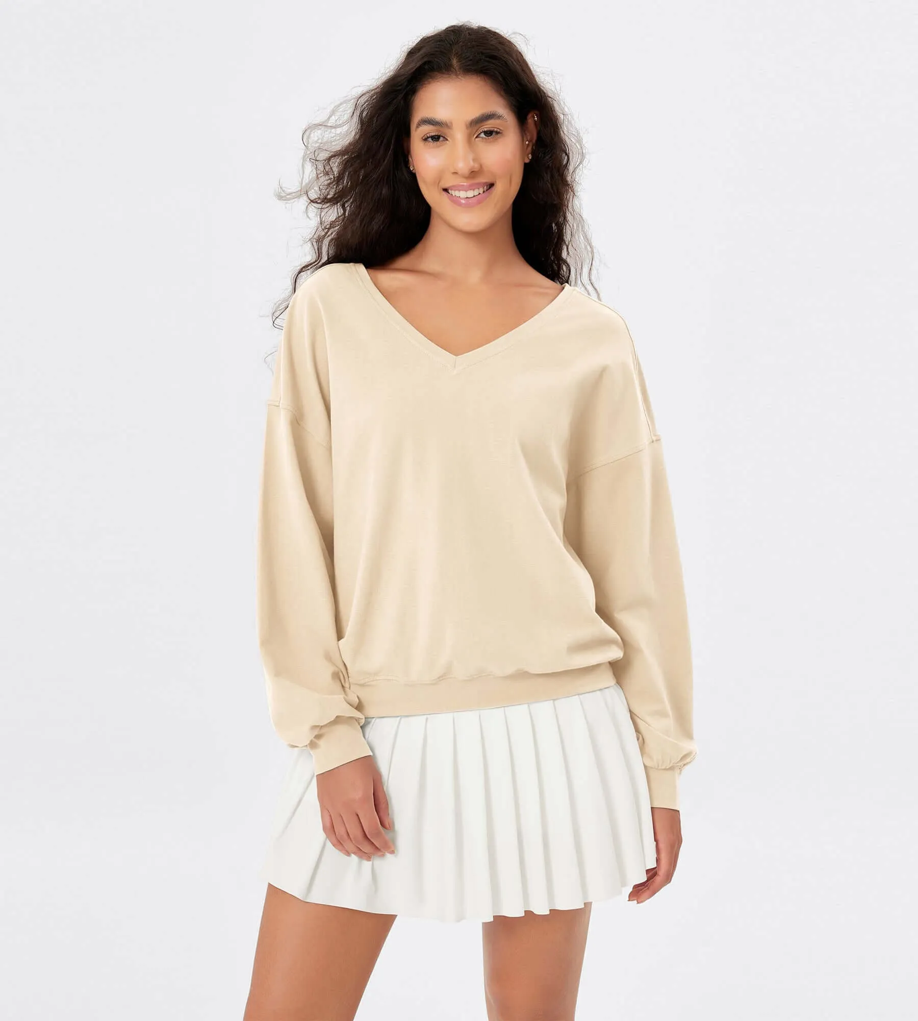 Cotton Soft Double V Long Sleeve Fall Sweatshirts