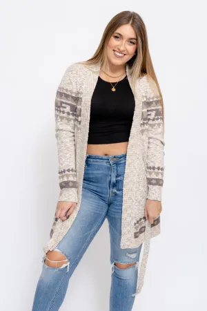 Cream/Taupe Cardigan with Waist Tie
