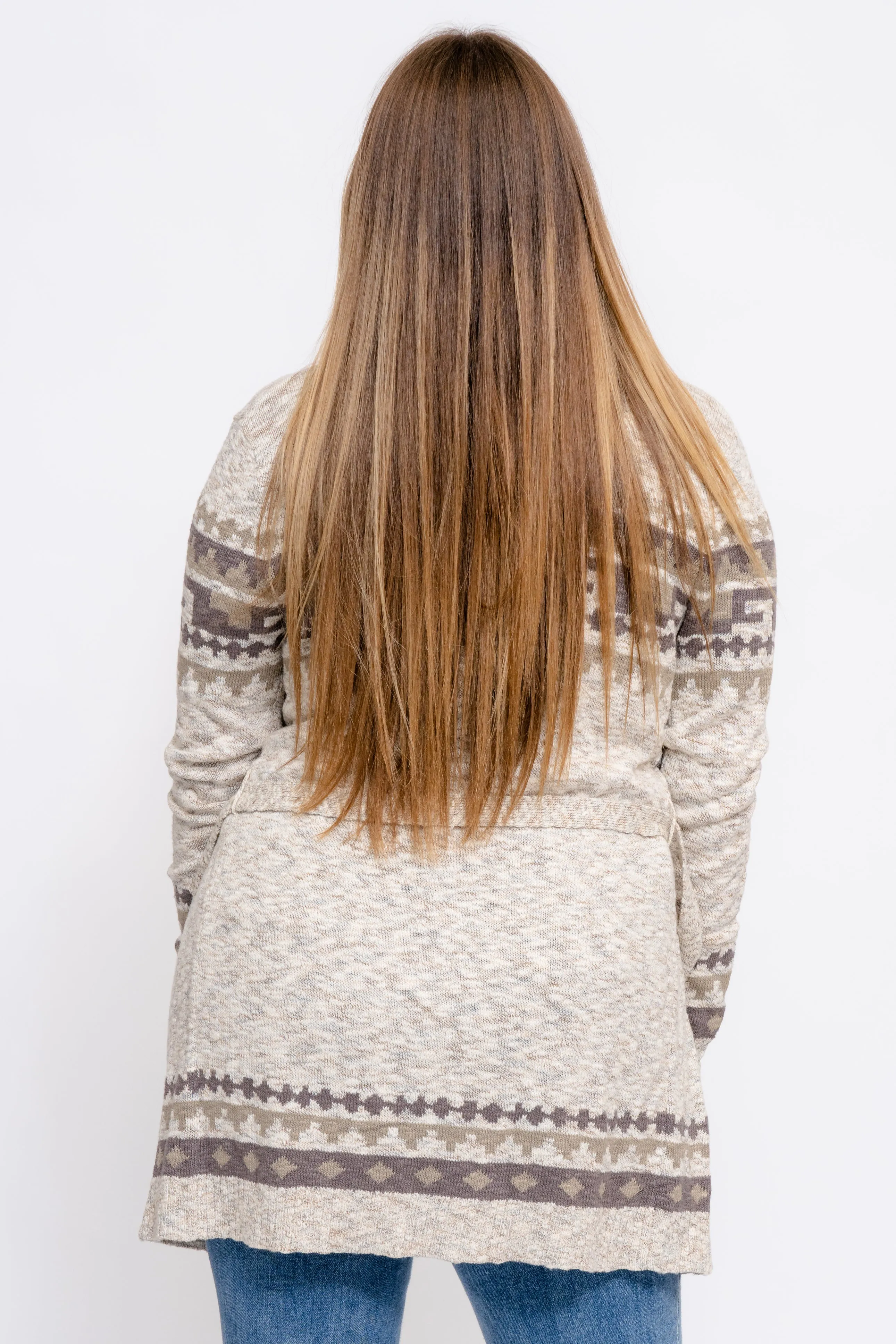 Cream/Taupe Cardigan with Waist Tie