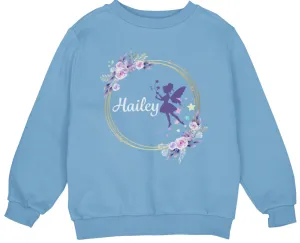 Custom Name Jumper Autumn Sweatshirt with Fairy for Toddler Girls