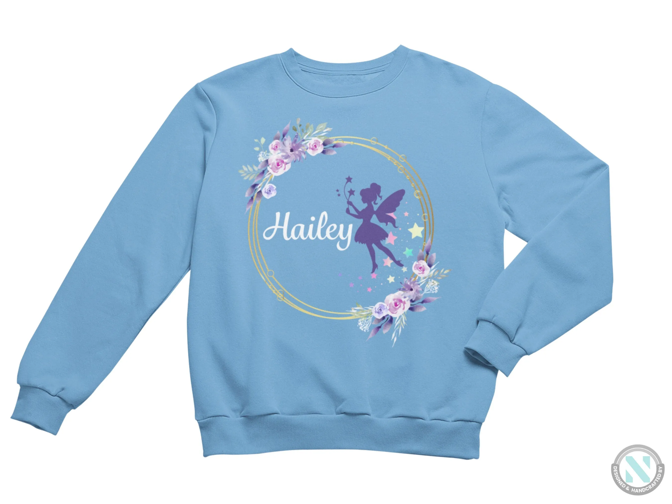 Custom Name Jumper Autumn Sweatshirt with Fairy for Toddler Girls
