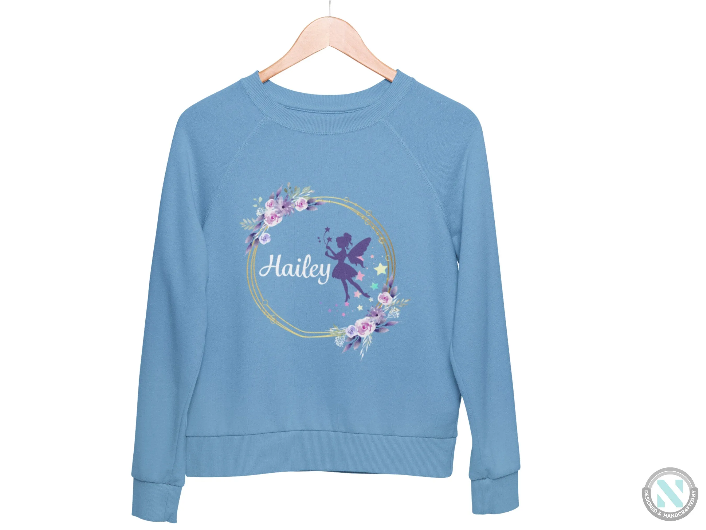 Custom Name Jumper Autumn Sweatshirt with Fairy for Toddler Girls