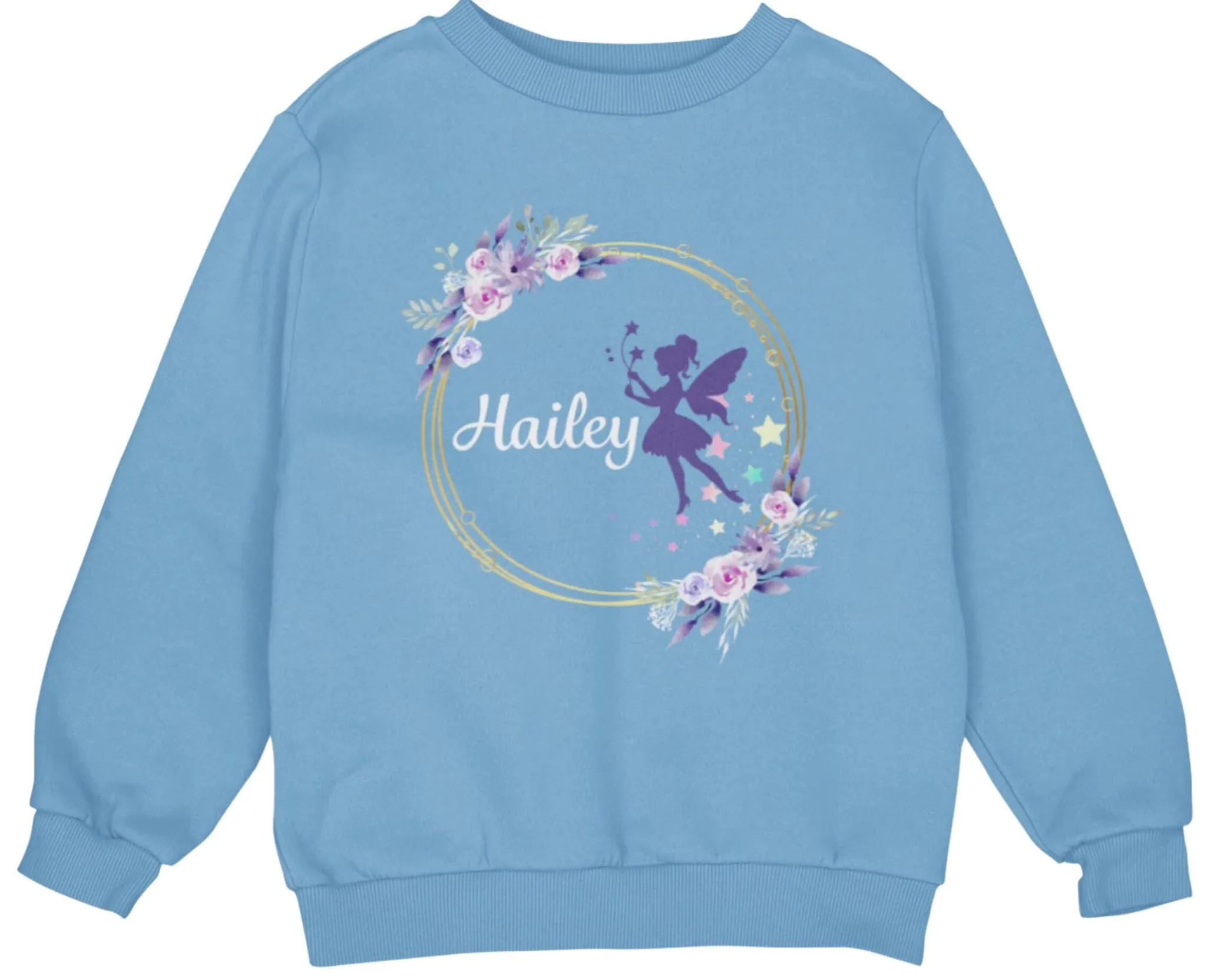 Custom Name Jumper Autumn Sweatshirt with Fairy for Toddler Girls