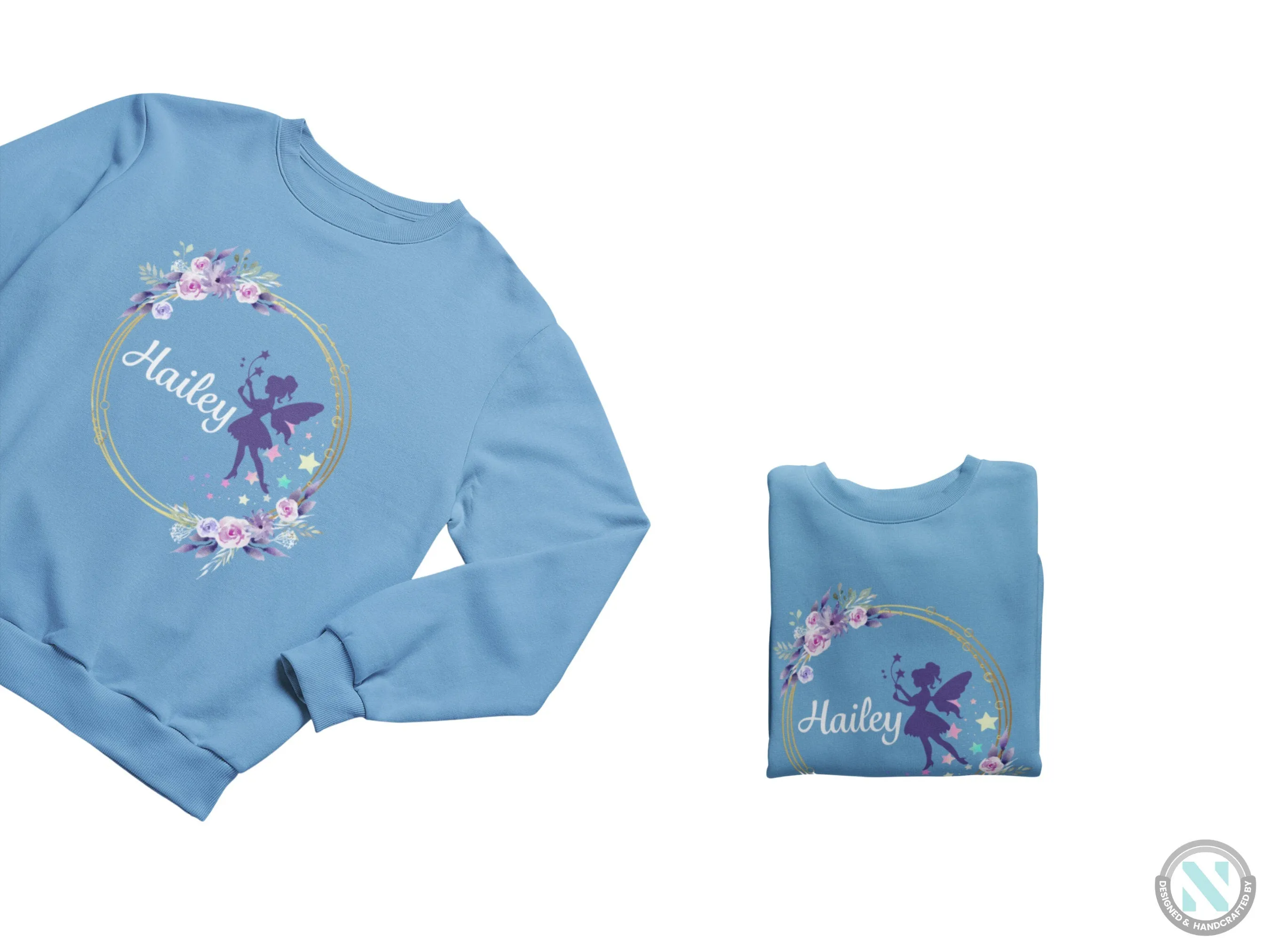 Custom Name Jumper Autumn Sweatshirt with Fairy for Toddler Girls