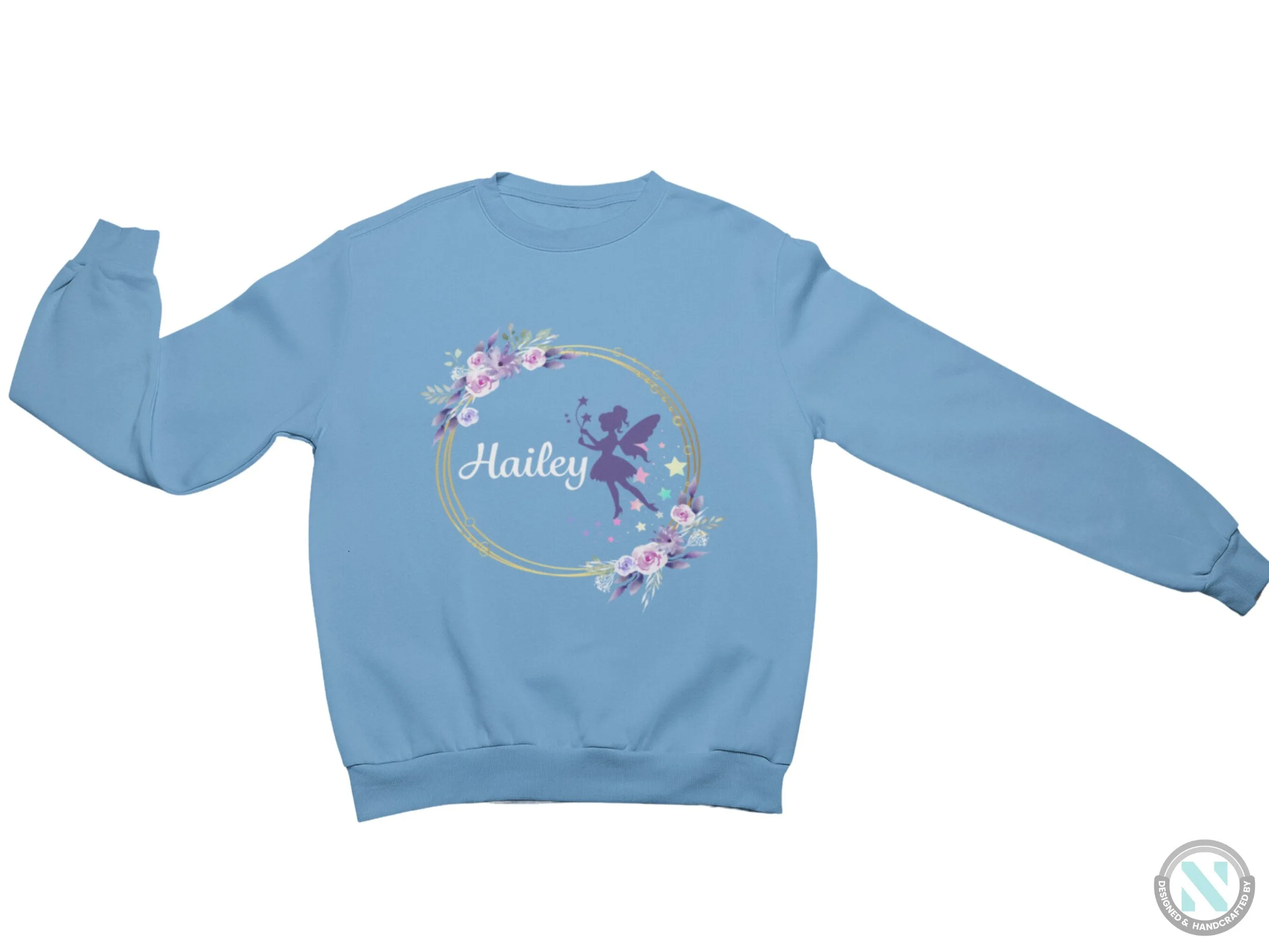 Custom Name Jumper Autumn Sweatshirt with Fairy for Toddler Girls
