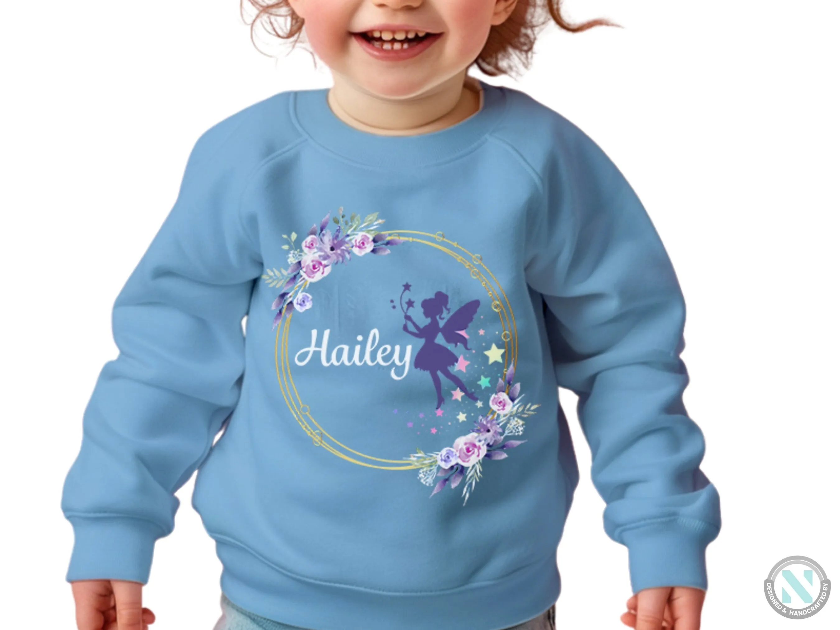 Custom Name Jumper Autumn Sweatshirt with Fairy for Toddler Girls