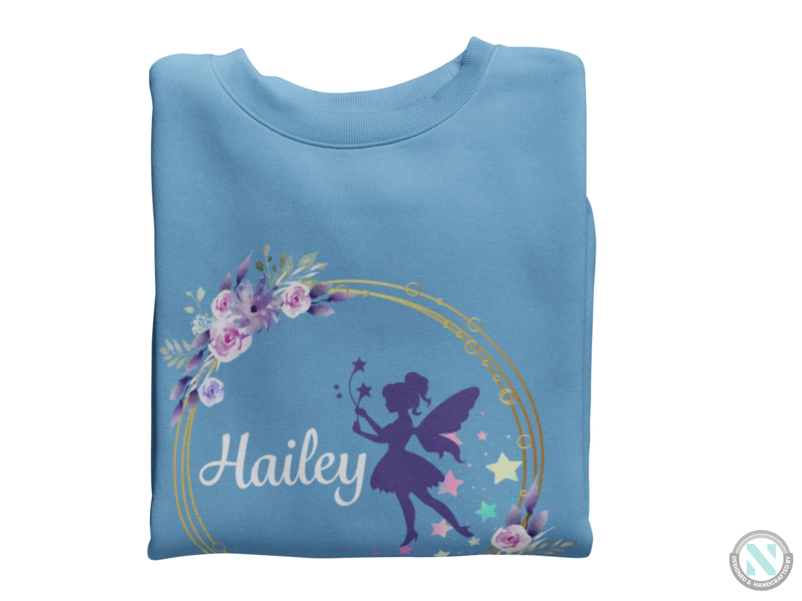 Custom Name Jumper Autumn Sweatshirt with Fairy for Toddler Girls