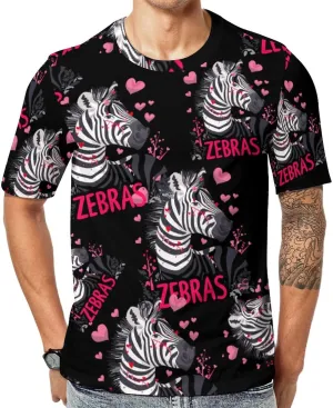 Cute Funny Zebra Men's T-Shirts Short Sleeve Tee Hawaiian Shirt Summer Tops Casual Workout Shirts